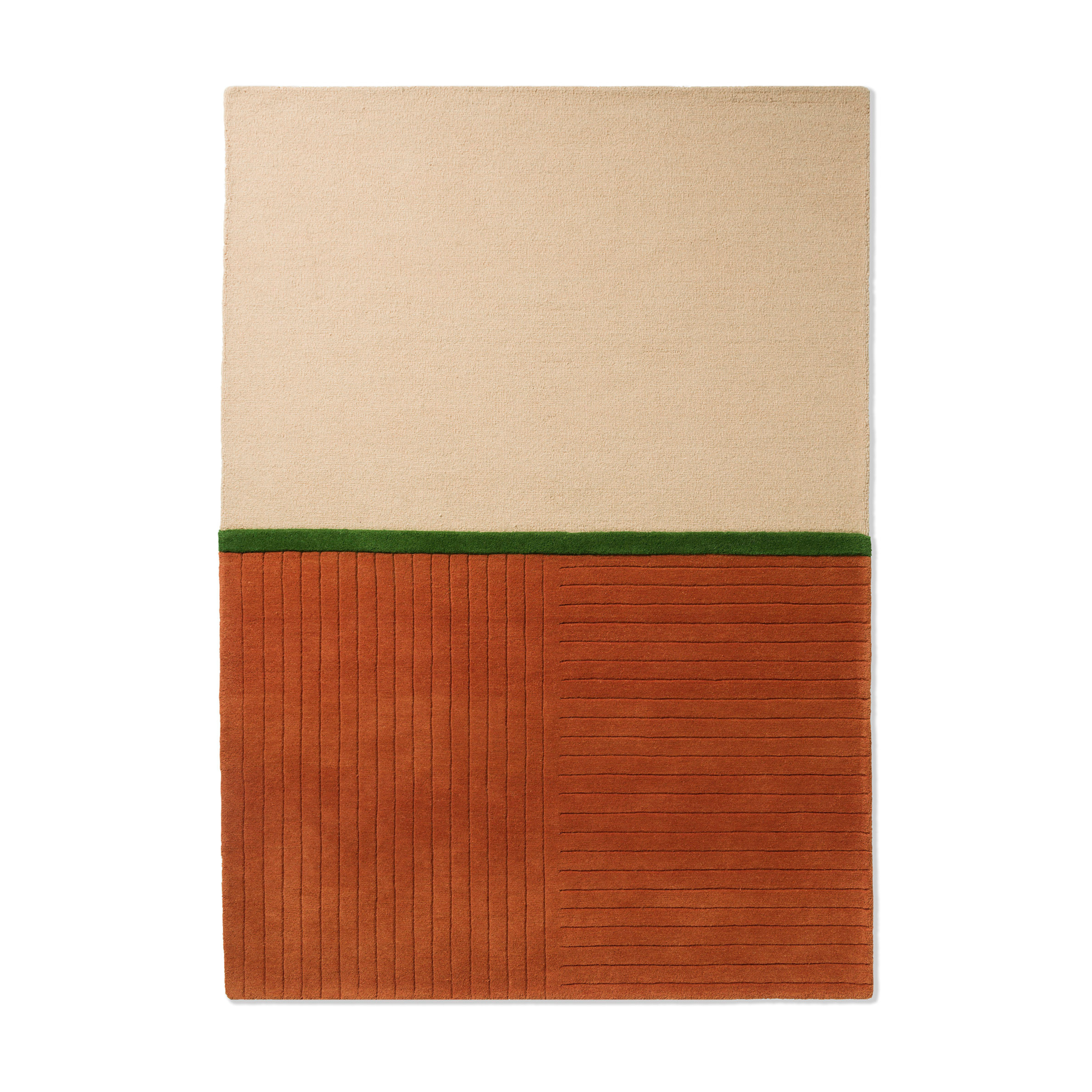 DECOR RHYTHM orange rug with beige and green