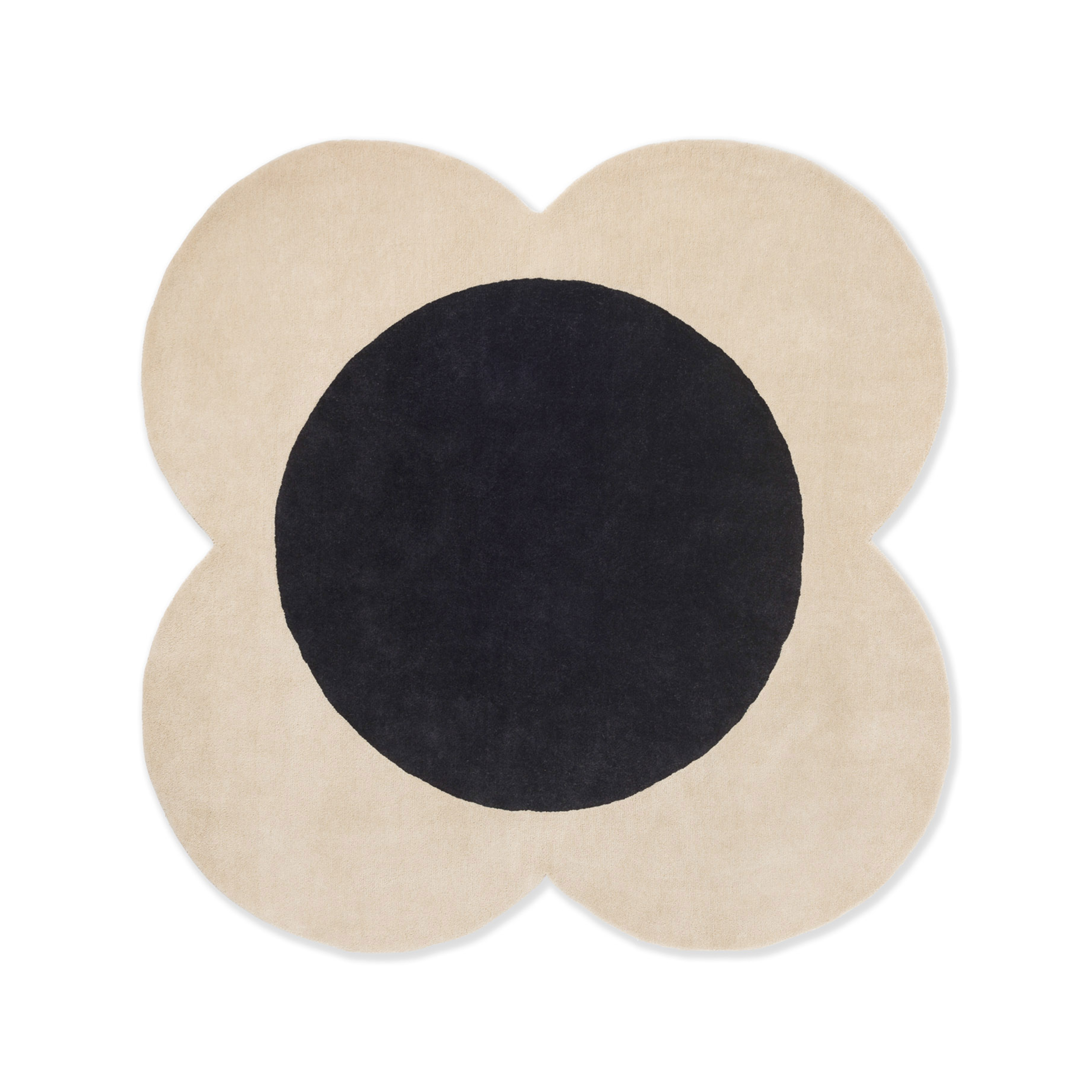 Round rug FLOWER SPOT ecru with black