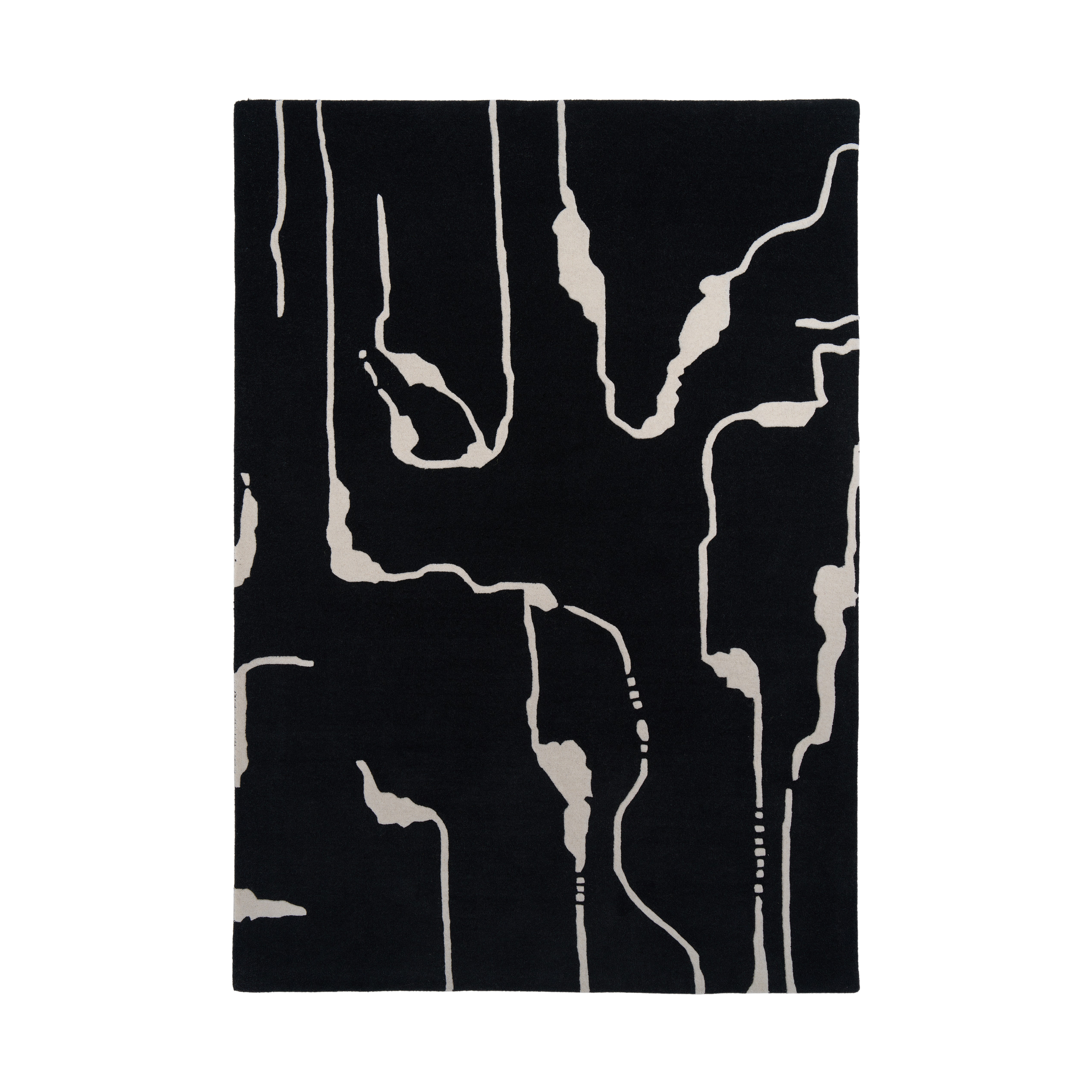CANYON SHAPES black rug with beige