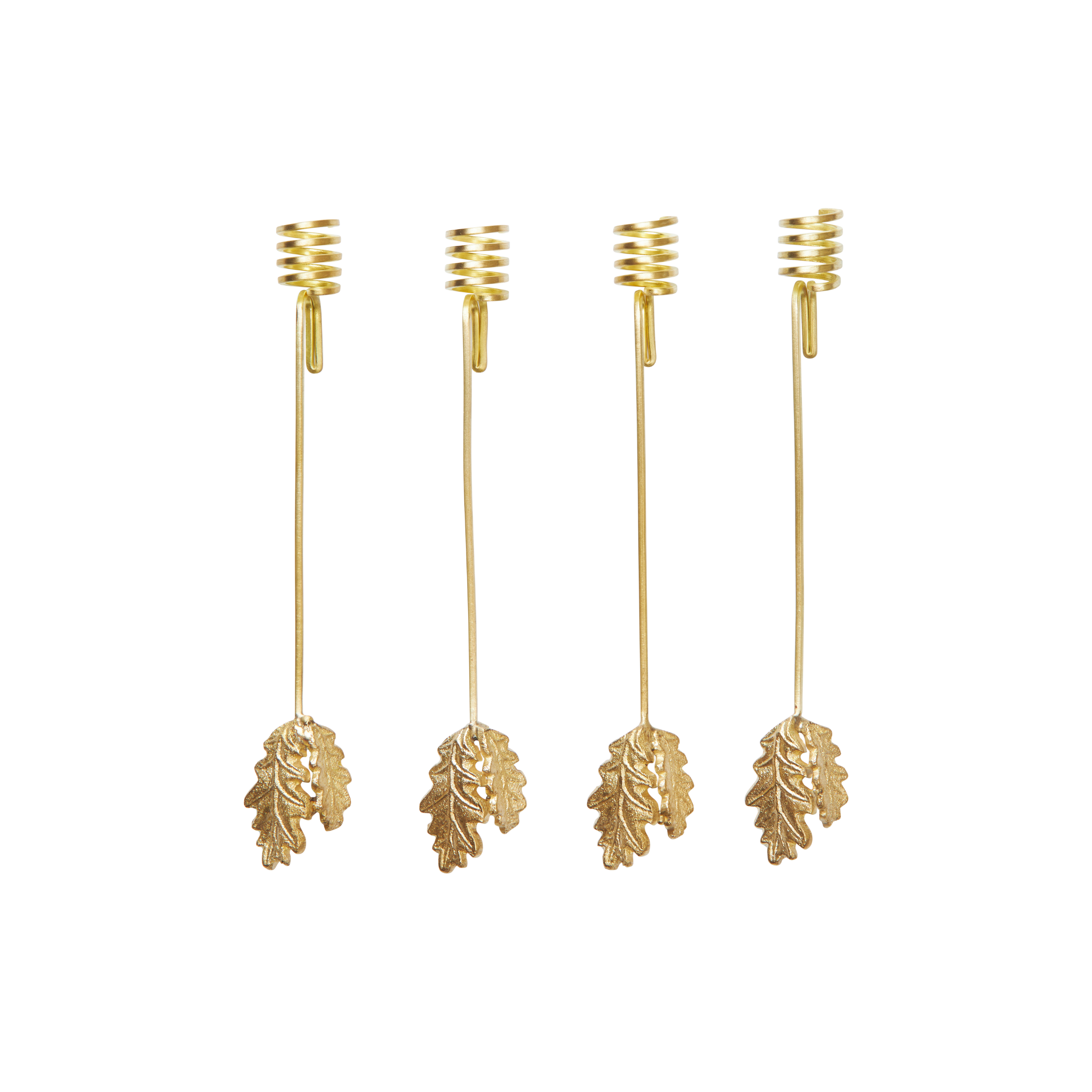 Set von Weihnachtsbaumkerzenhaltern OAK LEAF aus Messing