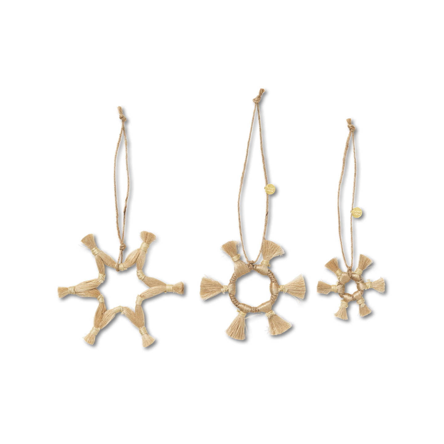 Set aus JUTE STARS Weihnachtsbaumdekorationen Jute