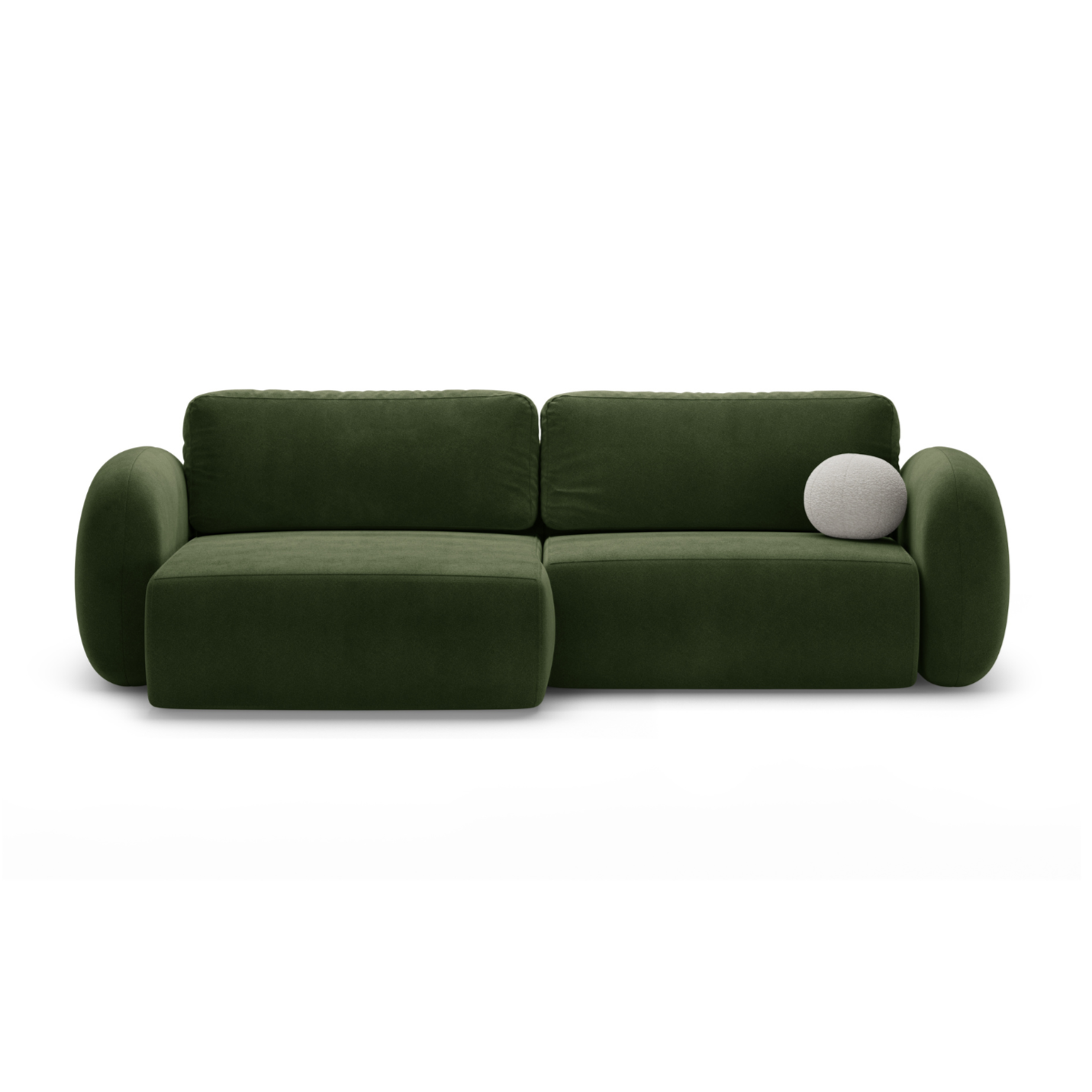 Universal velvet corner sofa with sleeping function for 4 people TONALE military green