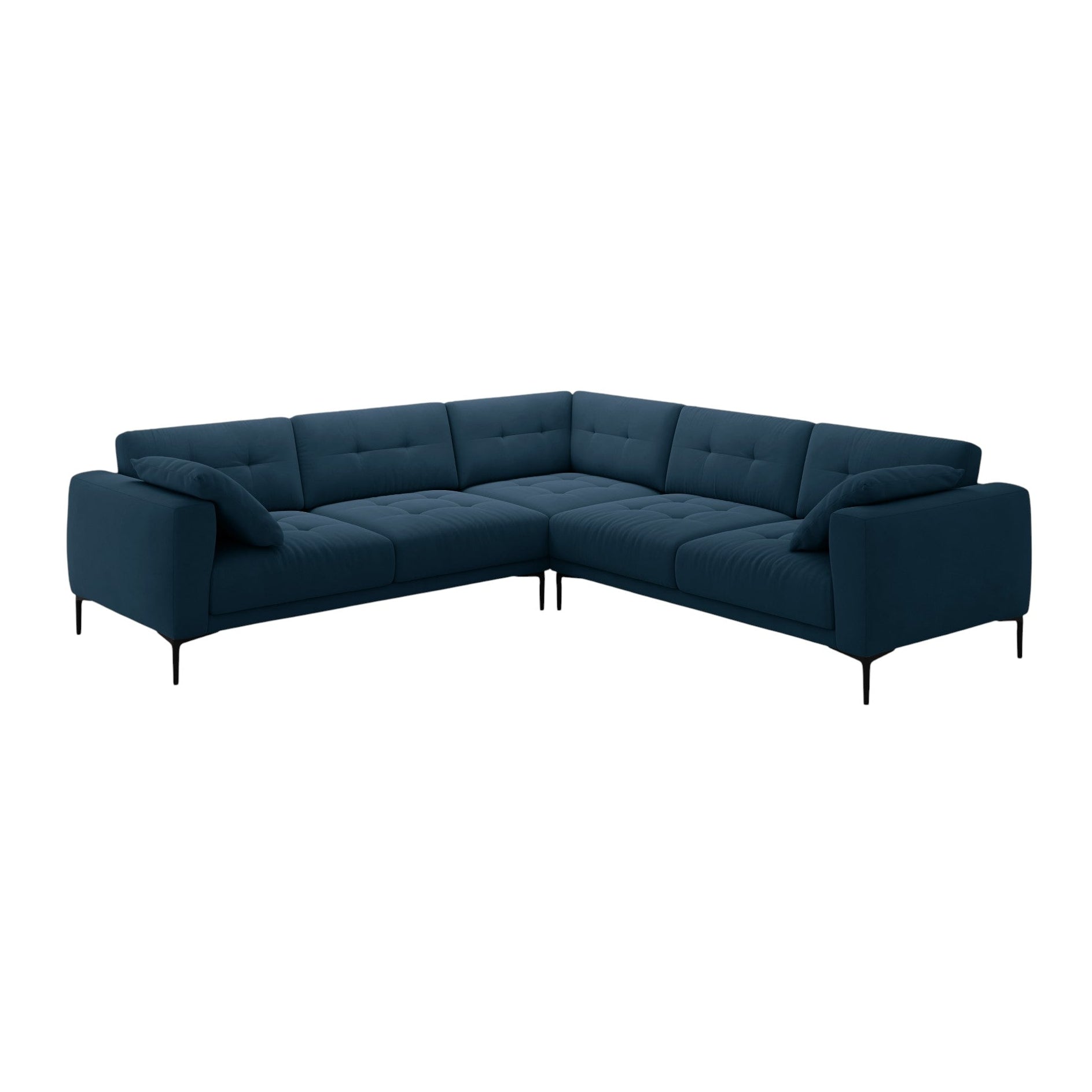 Samt-Ecksofa symmetrisch BEMY königsblau