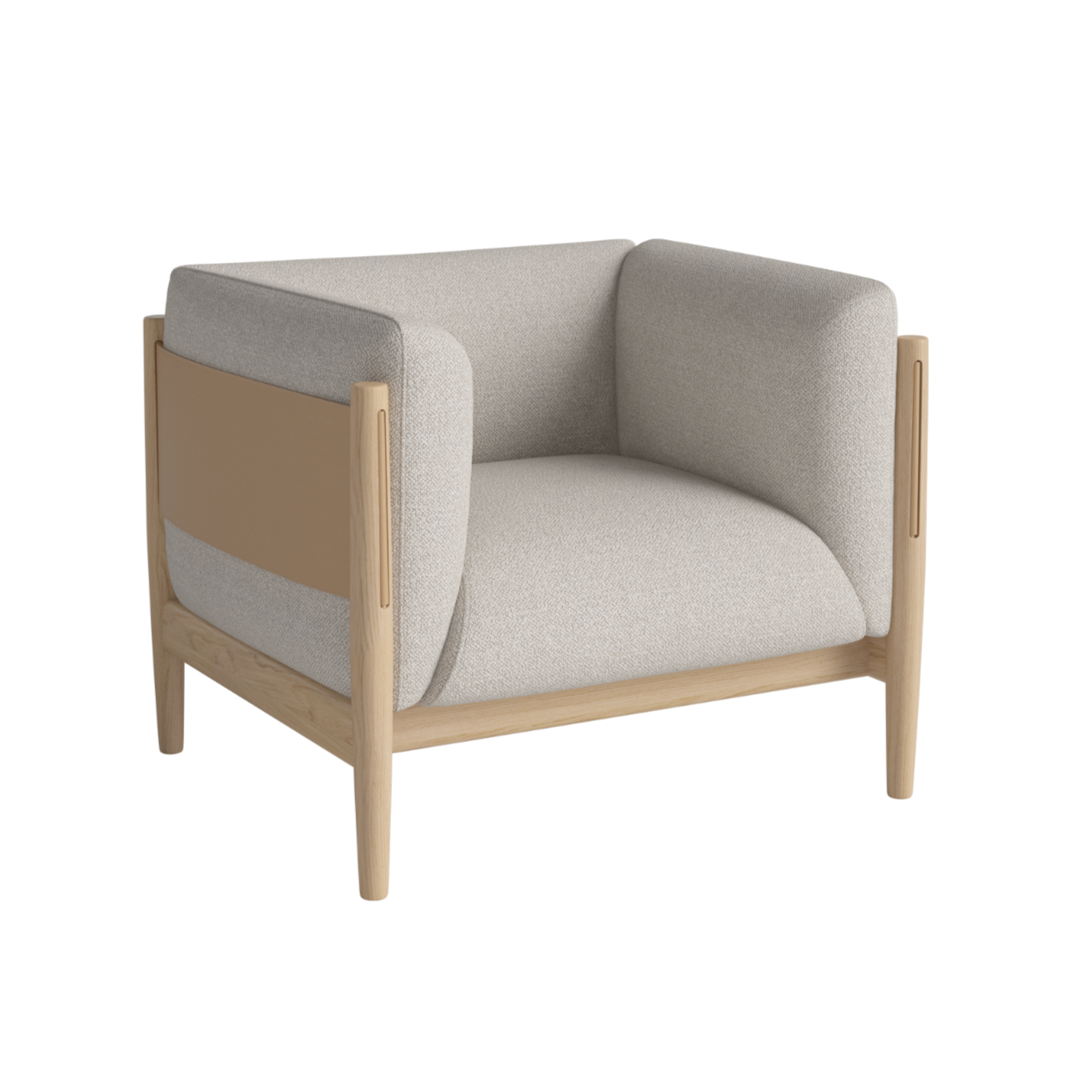 Tauch -Sessel natürliches Leder mit weißer Basis