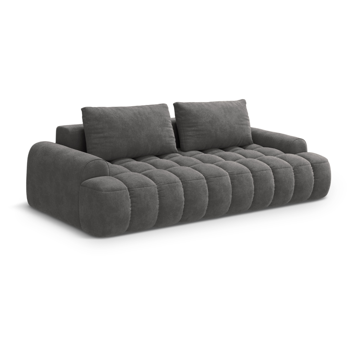 Sofa aksamitna z funkcją spania 4-osobowa LINZ ciemnoszary – Cosmopolitan Design