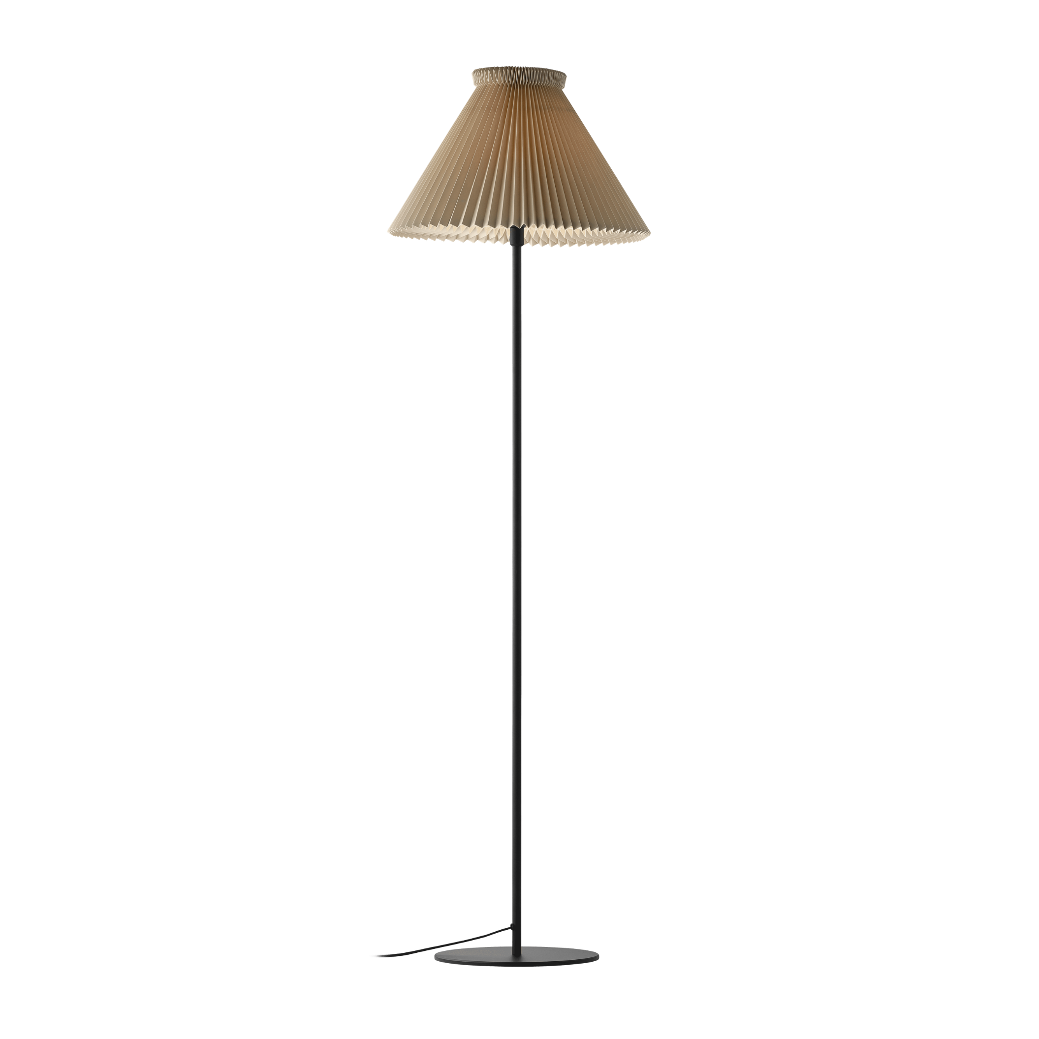 Stehlampe MODELL 334 in butterbeigem Farbton mit schwarzem Fuß
