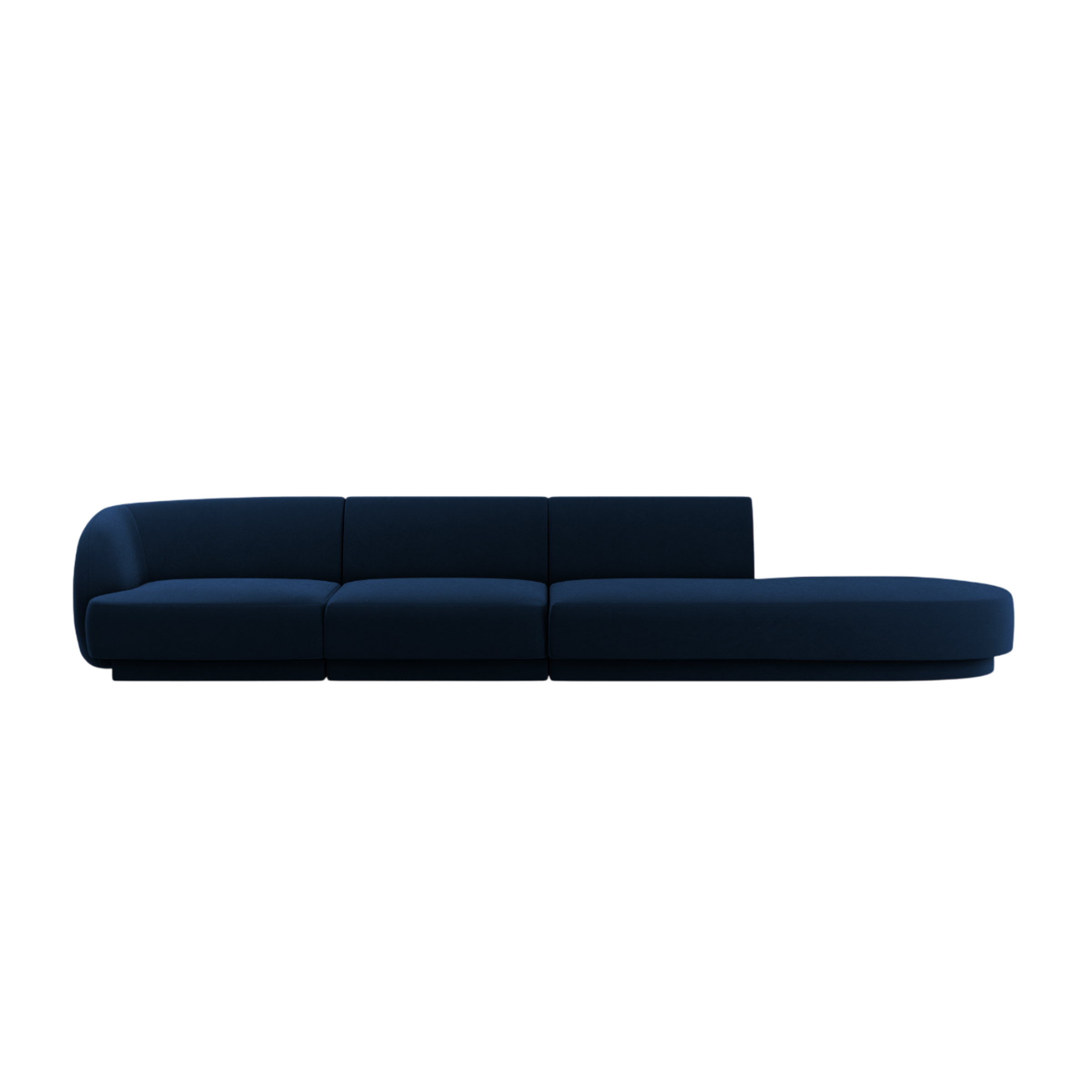 Velvet right-facing open 4-seater sofa MILEY royal blue