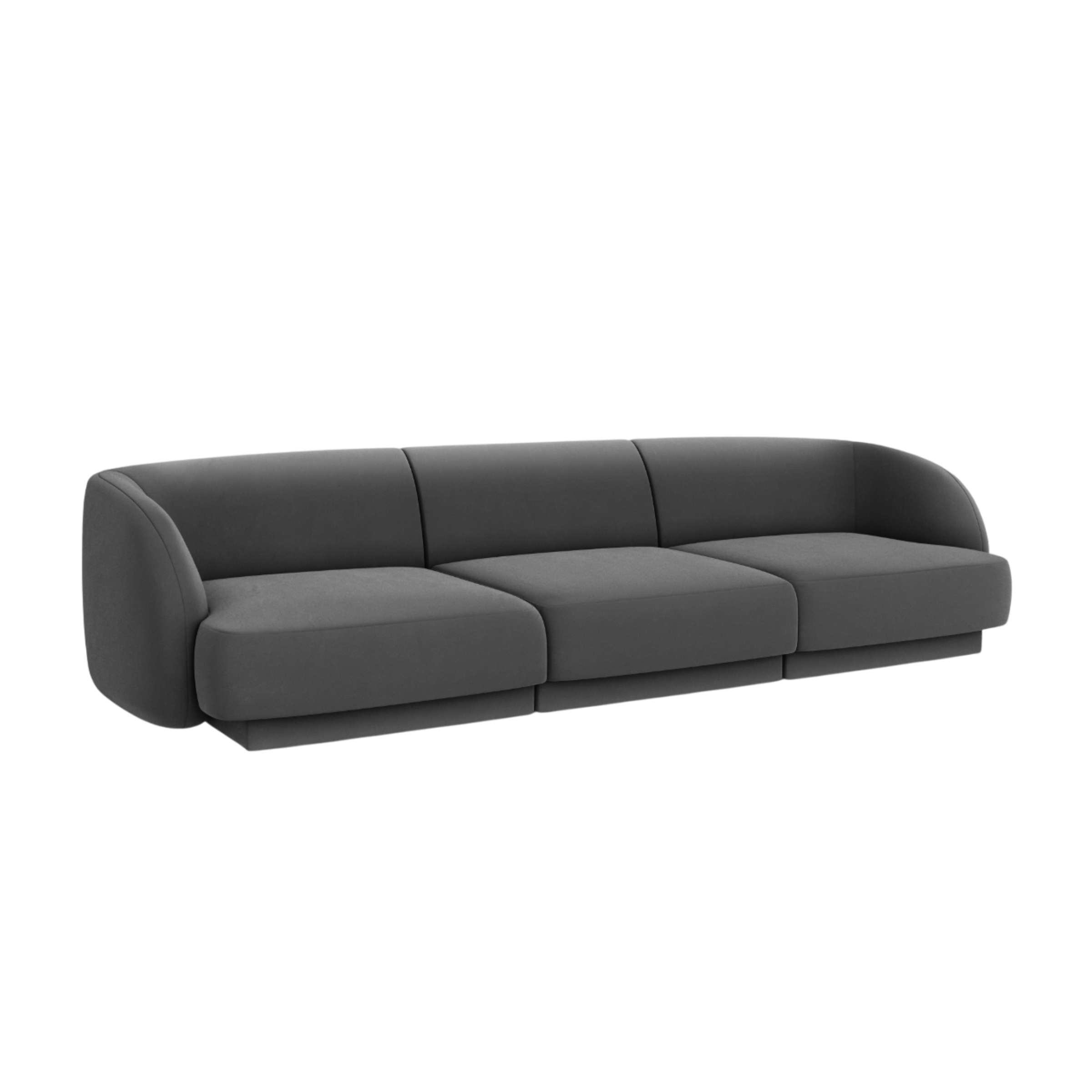 Sofa aksamitna 3-osobowa MILEY ciemnoszary – Micadoni