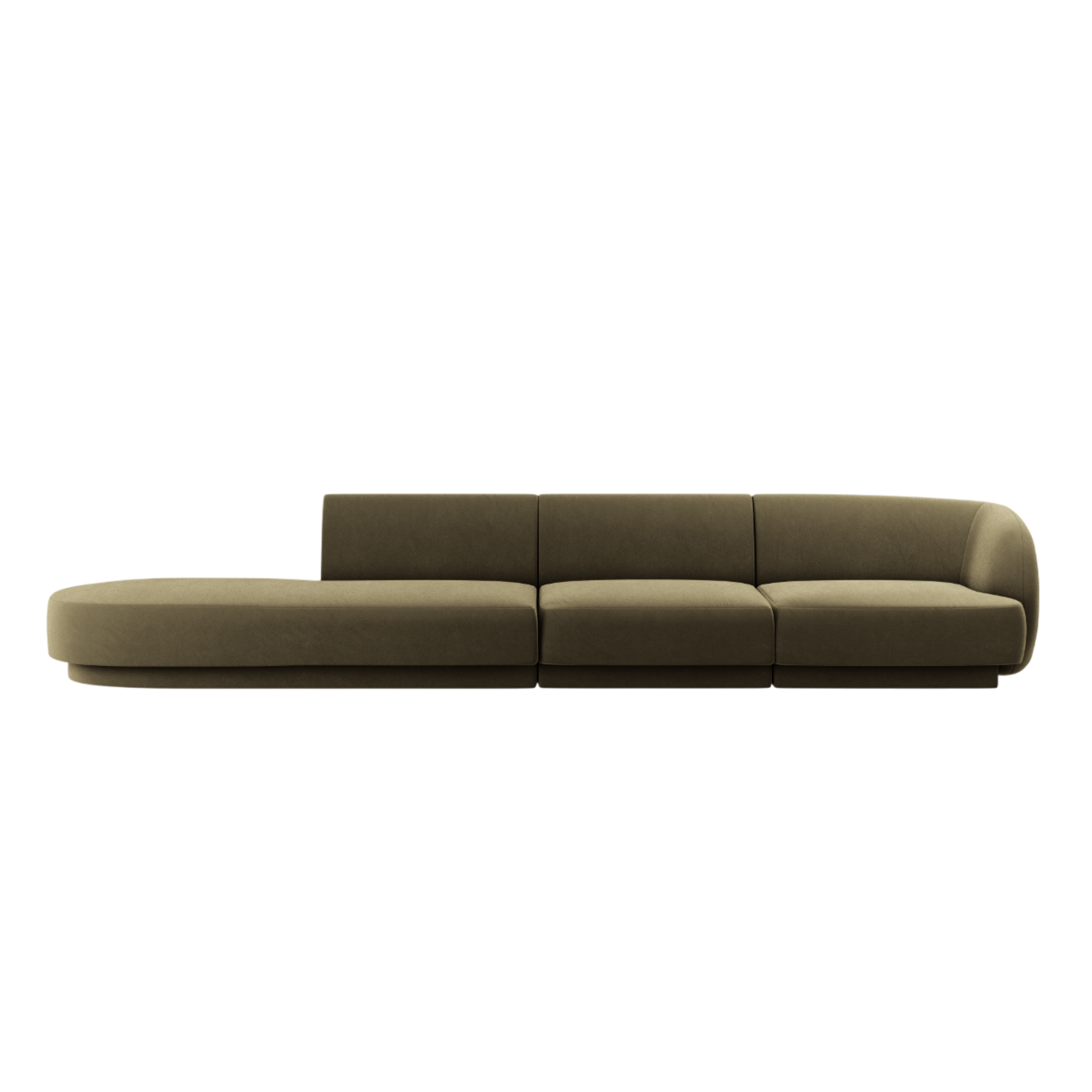 Open left-sided velvet sofa for 4 people MILEY green