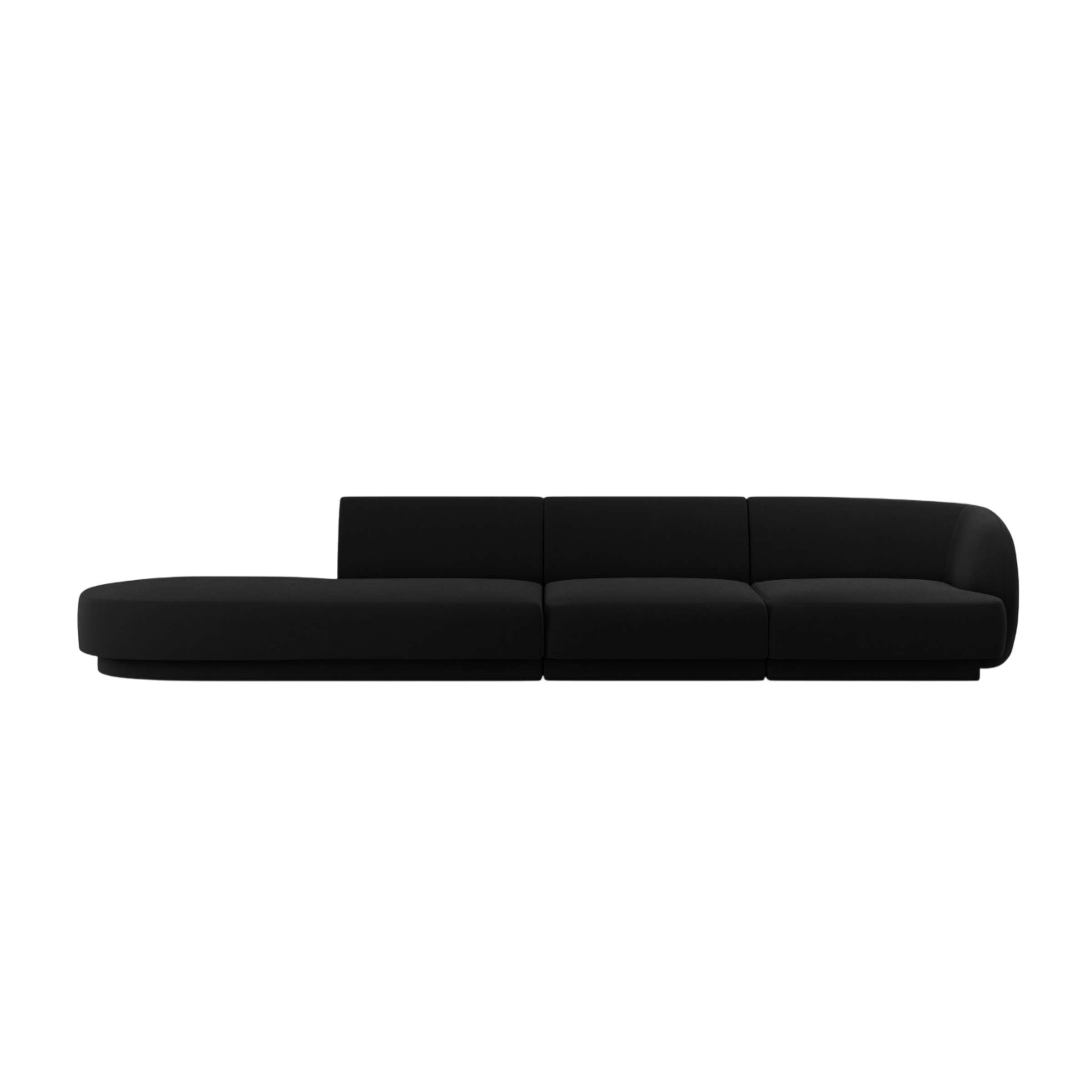 Open left-sided velvet sofa for 4 people MILEY black