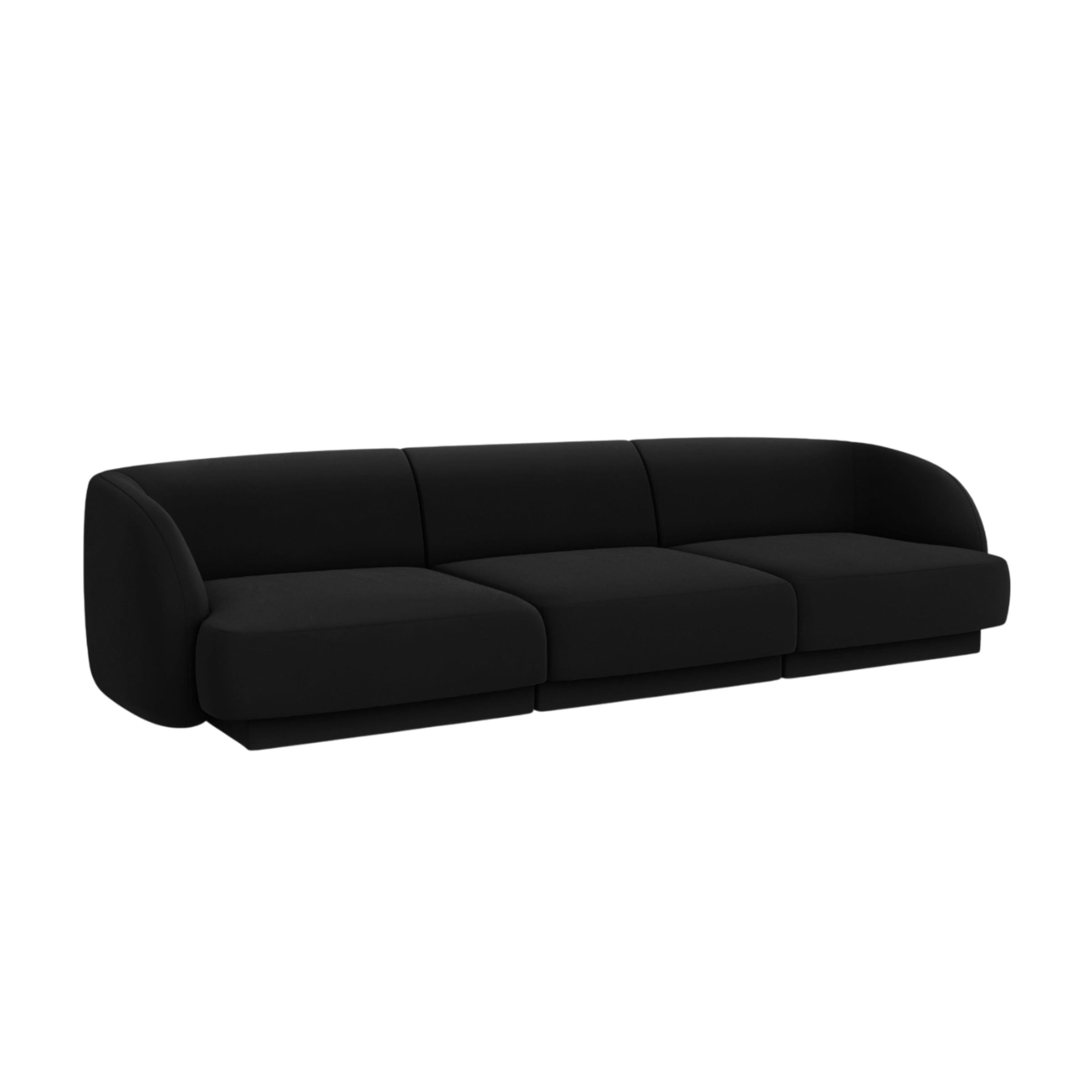 Sofa aksamitna 3-osobowa MILEY czarny – Micadoni