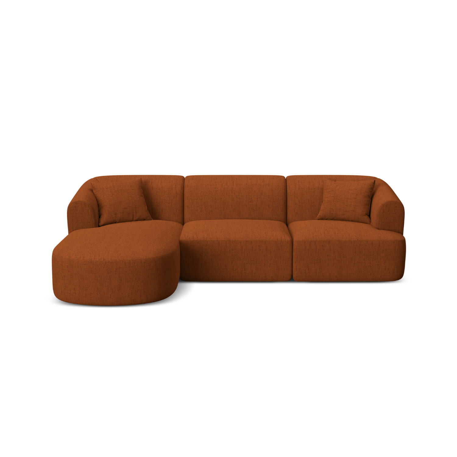 Linksseitiges 4-Sitzer-Sofa CAMPI ziegelrotes Chenille