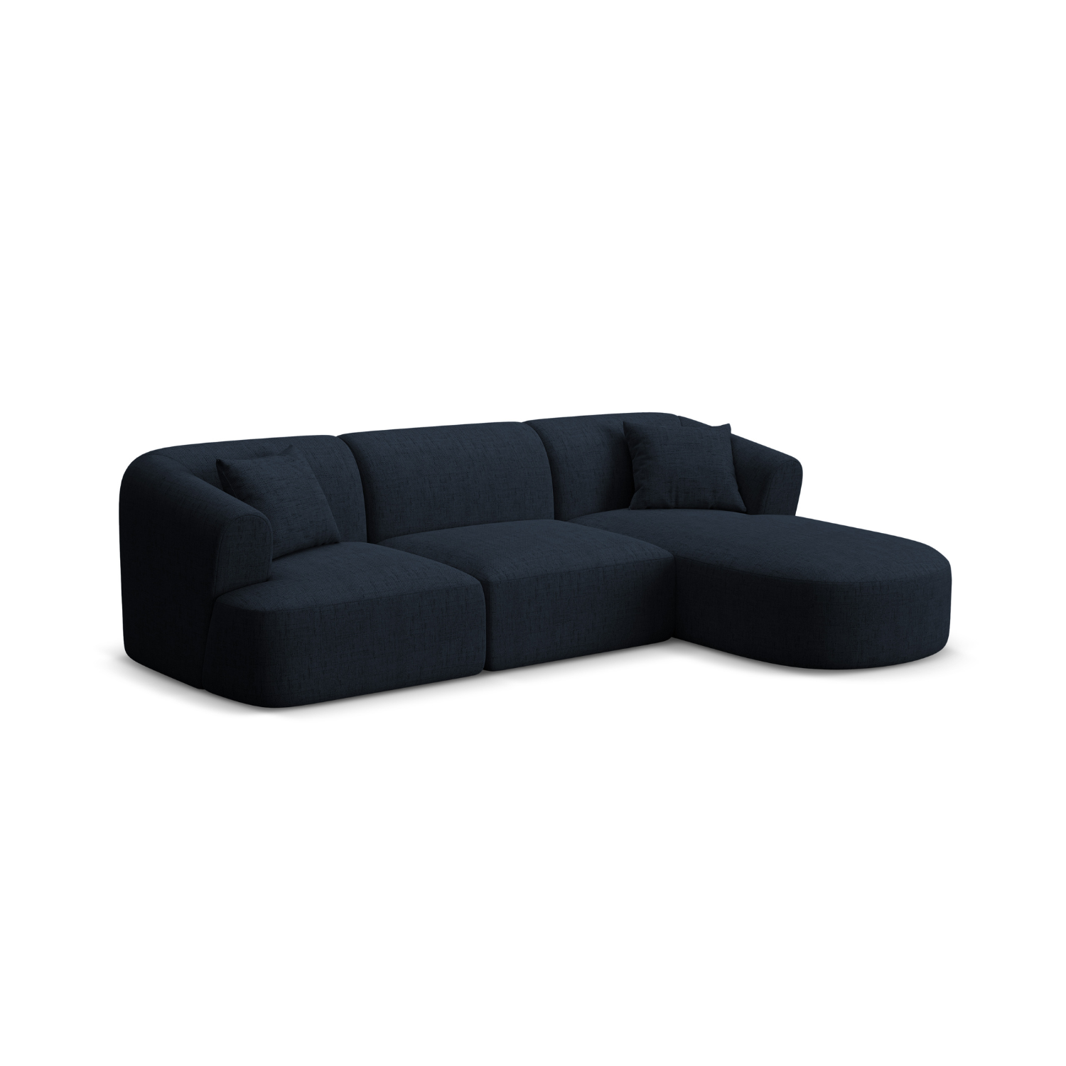 Rechtsseitige 4-Sitzer-Couch CAMPI in blauer Chenille