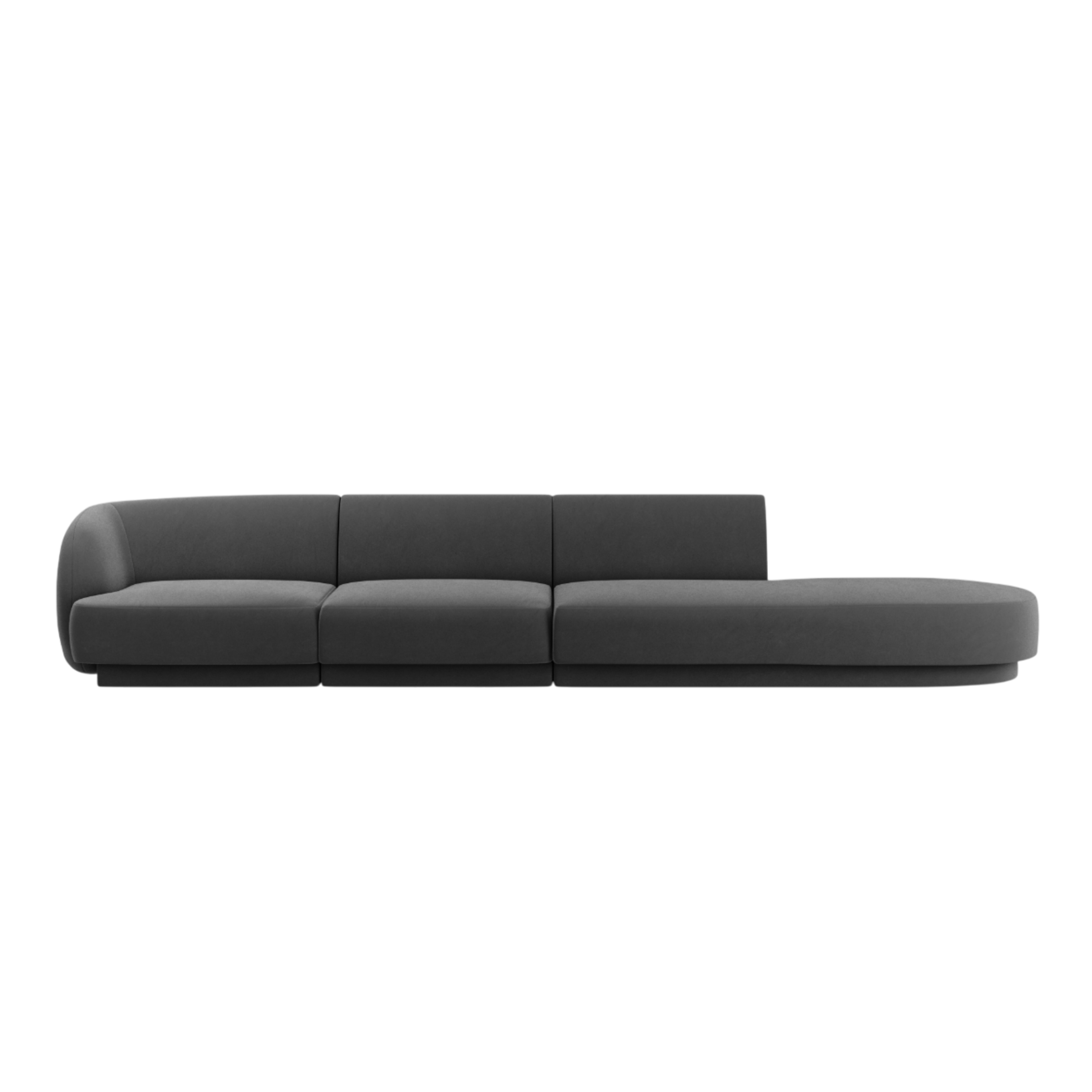 Sofa aus Samt, rechtsseitig, 4-sitzig, offen, MILEY, hellgrau