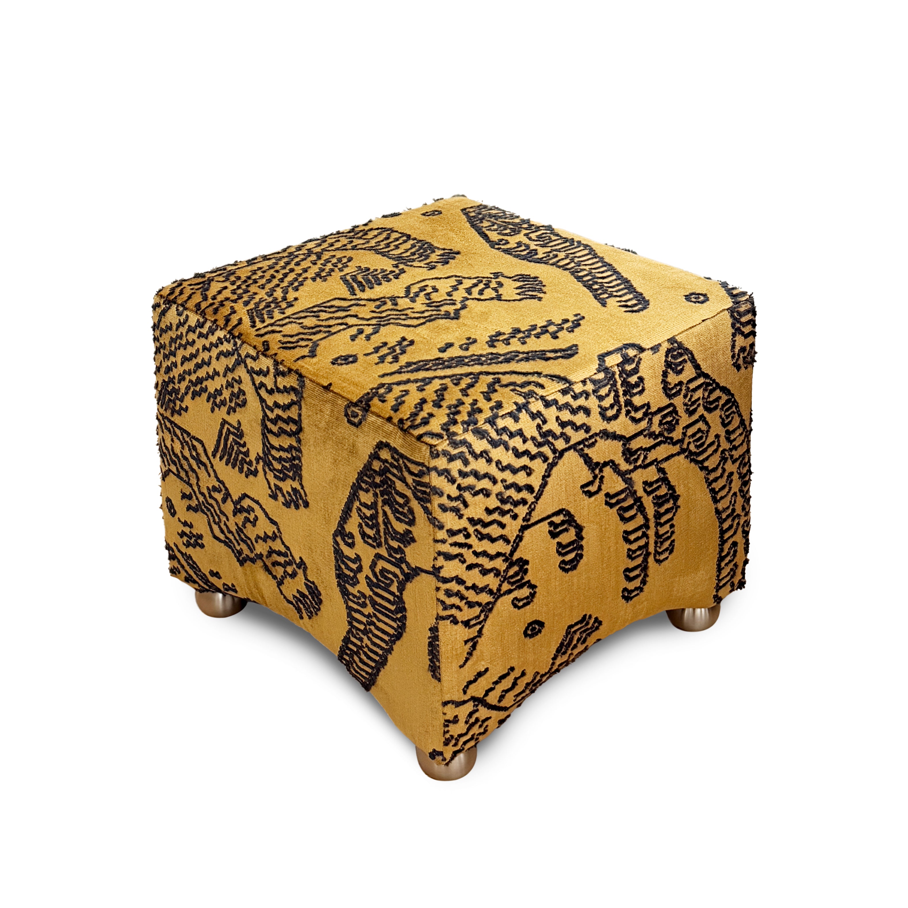ARC SMALL pouf yellow with gold base