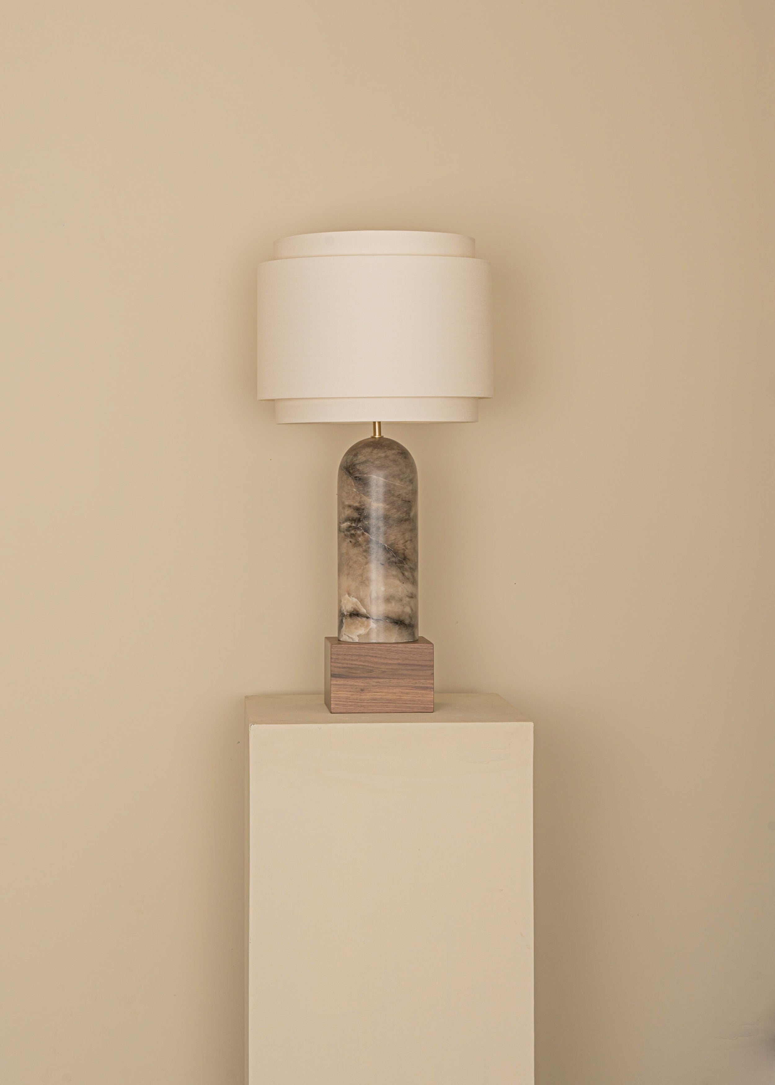 Tischlampe PURA KELO DOUBLE dunkelbeige Alabaster
