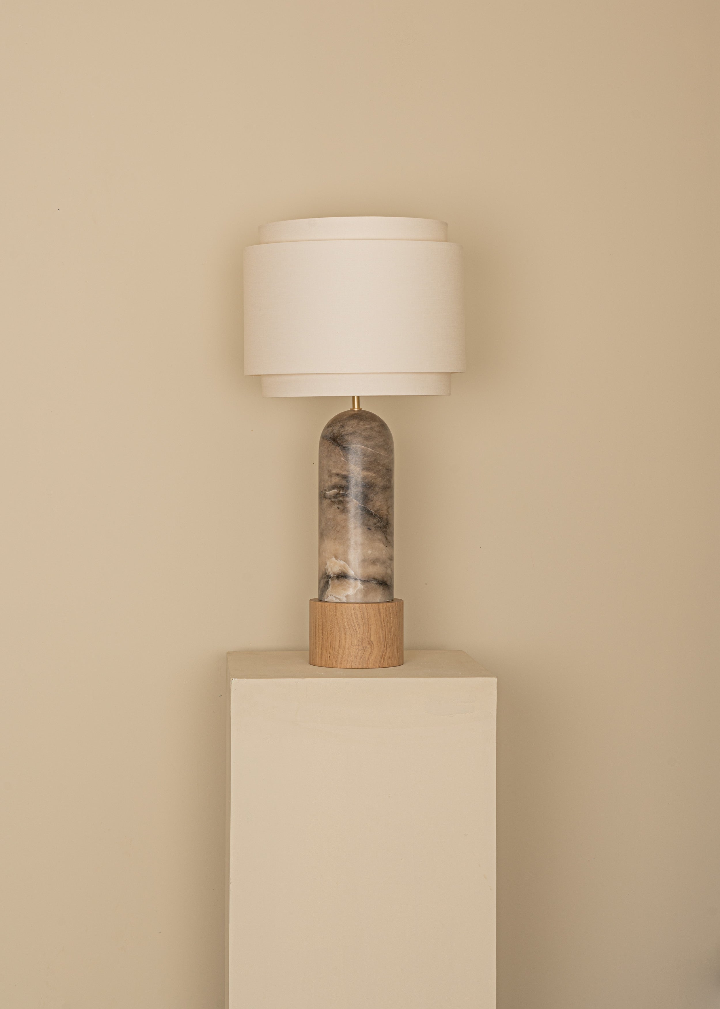 Tischlampe PURA KELO DOUBLE dunkelbeige Alabaster