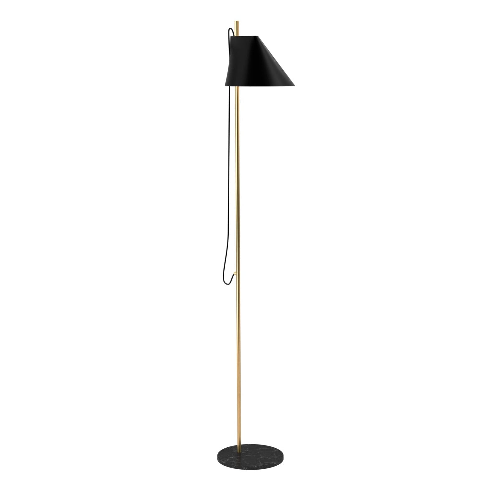Stehlampe YUH schwarz mit messingfarbenem Fuß