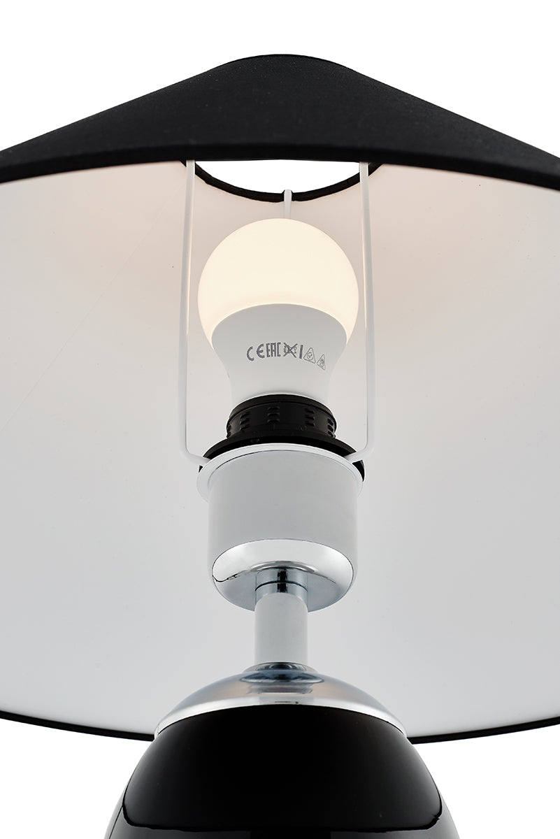 Tischlampe REA schwarz mit schwarzem Sockel und silbernem Finish