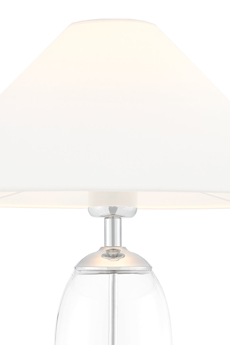 REA table lamp white with transparent base and silver finish