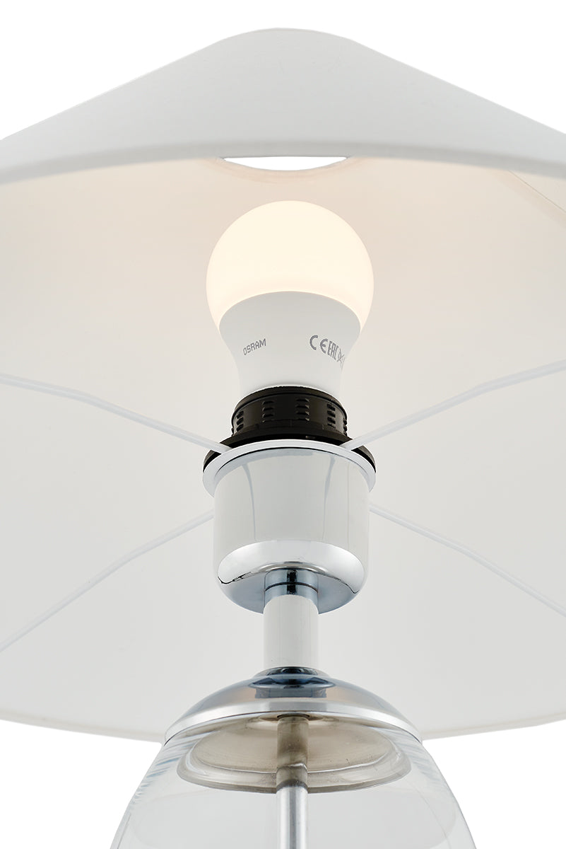 REA table lamp white with transparent base and silver finish