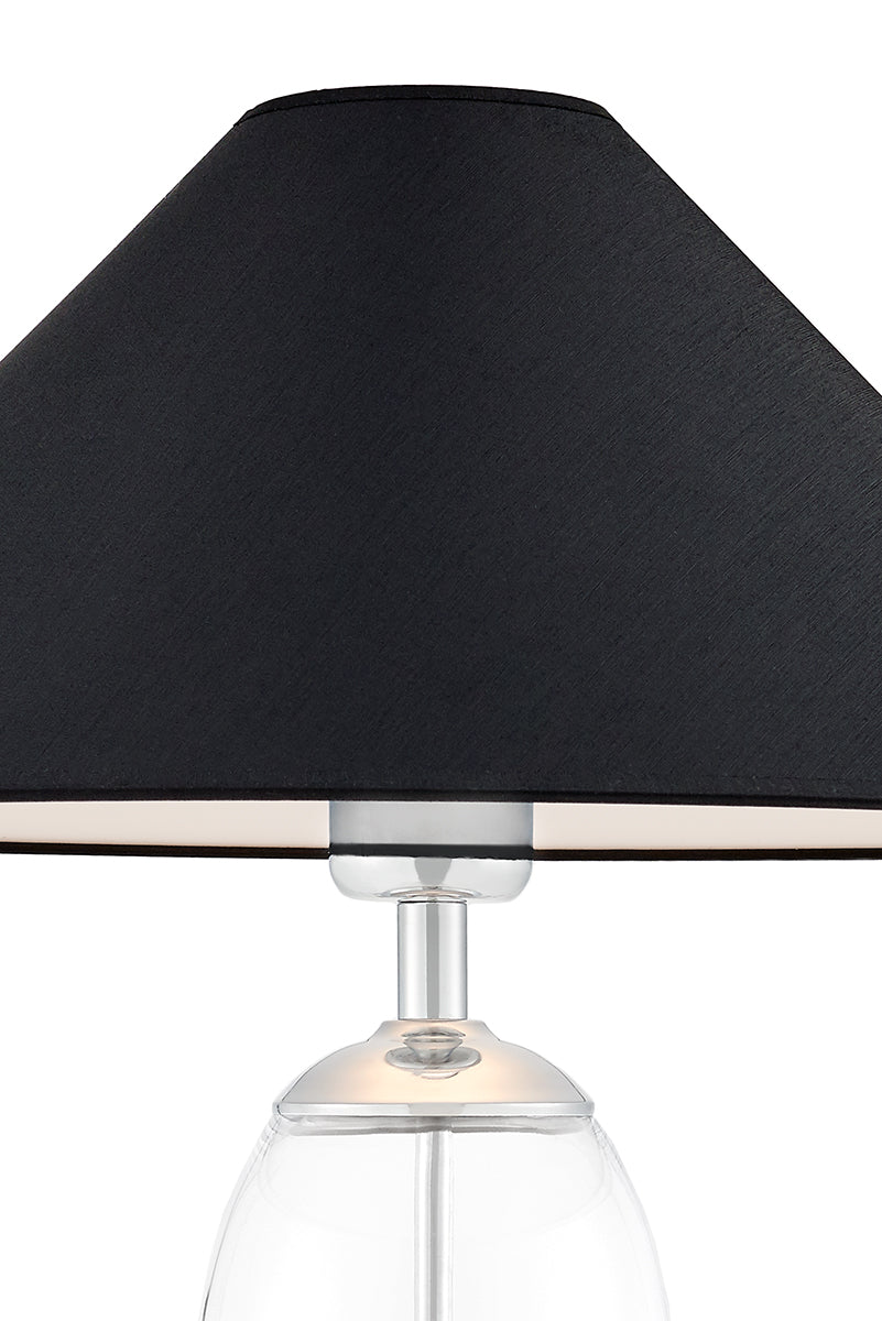 REA table lamp black with transparent base and silver finish