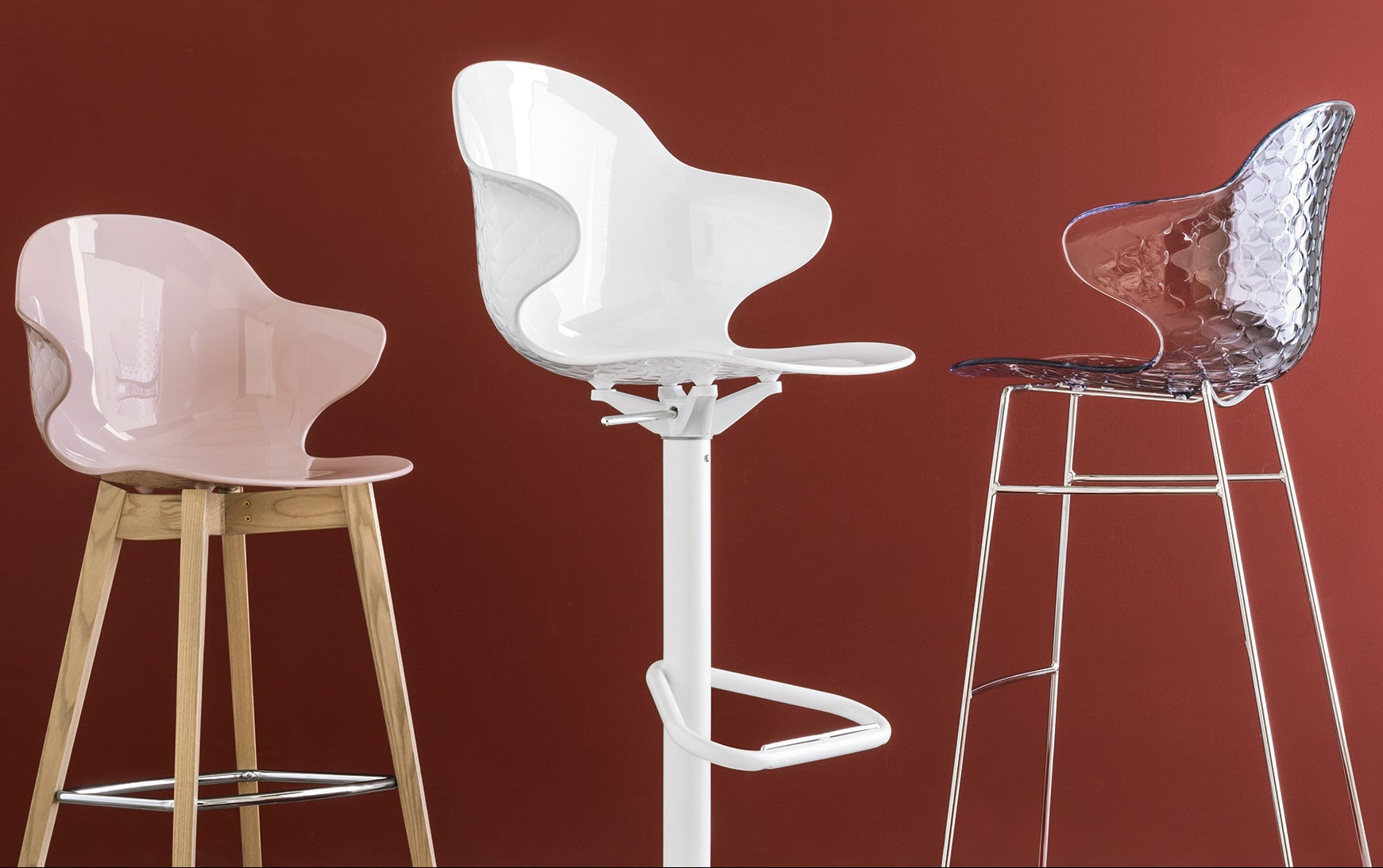 Barhocker SAINT TROPEZ mit weißem Sitz und metallischem Gestell