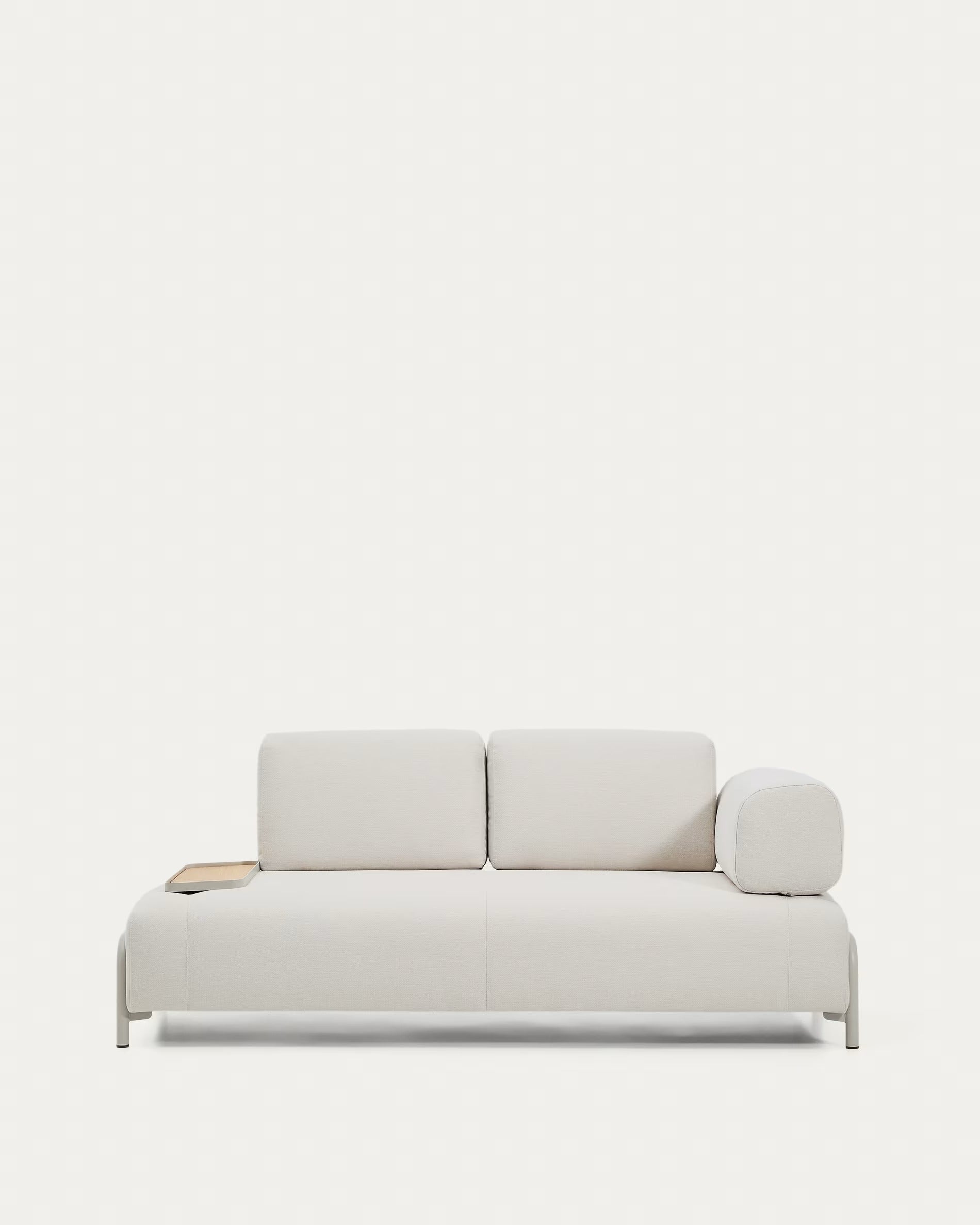 Right-facing 2-seater sofa with tray COMPO beige with beige base