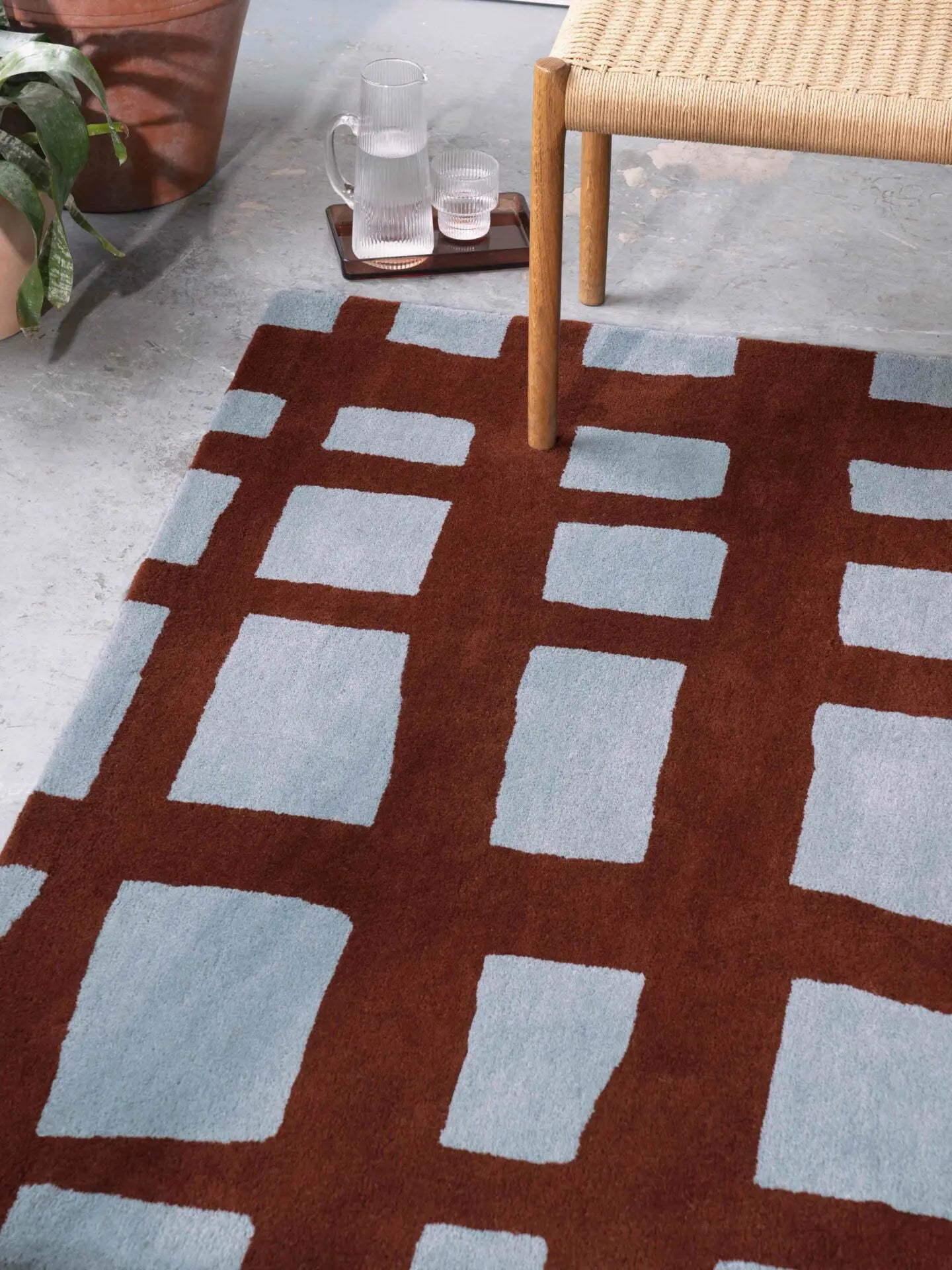 ARLO BRICK rug in burgundy with gray