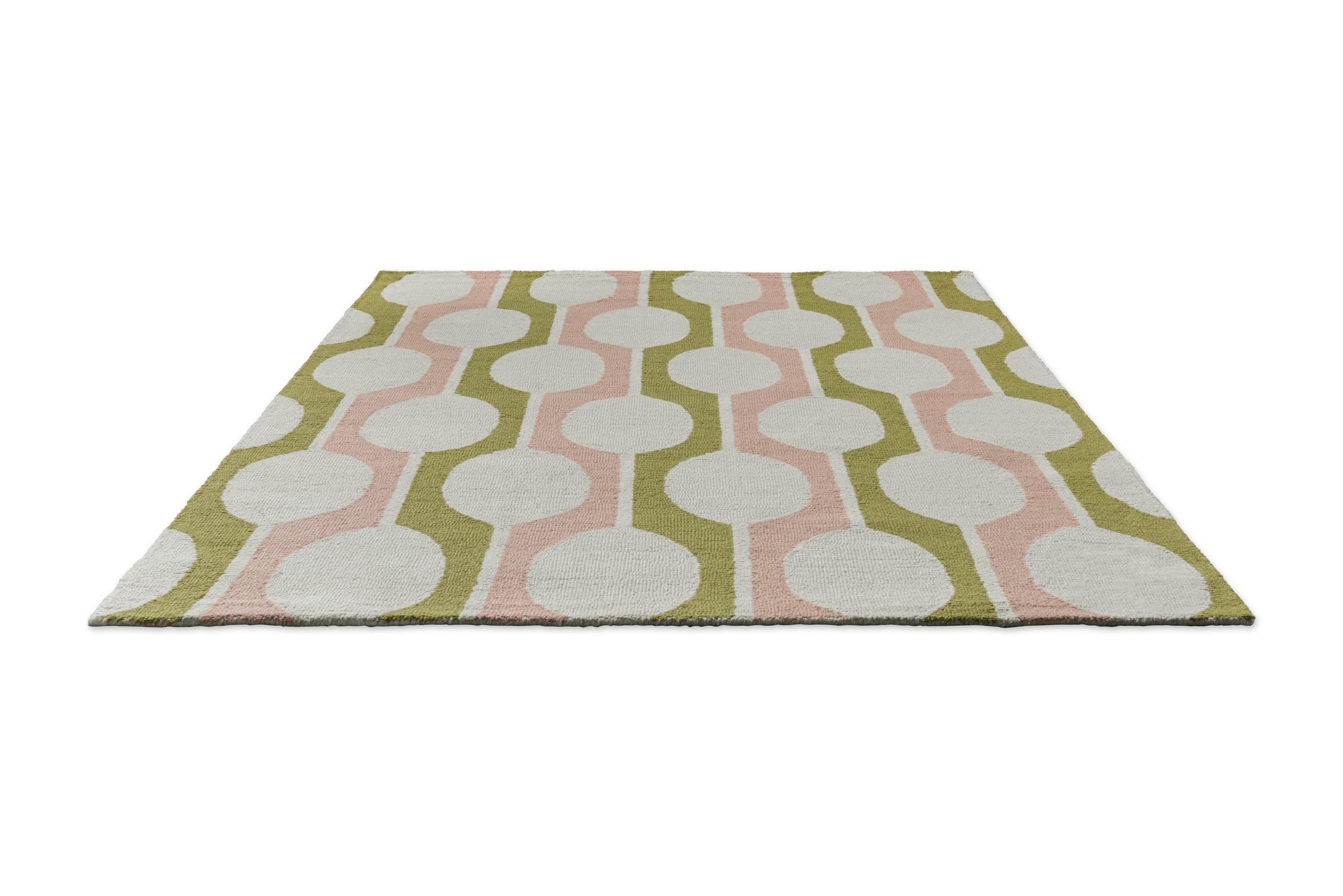 BILLOW LICHEN Beige Rug with Pink and Olive
