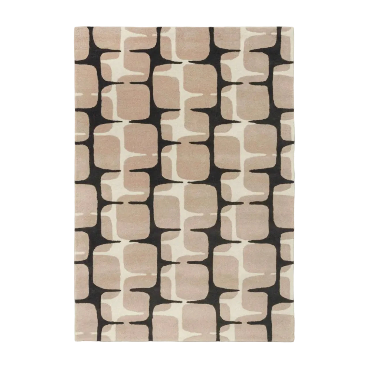 LOHKO SKY Beige Rug with Black and Coffee