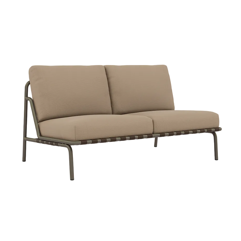 SETTLE Brown Two-Seater Outdoor Sofa with Taupe Base