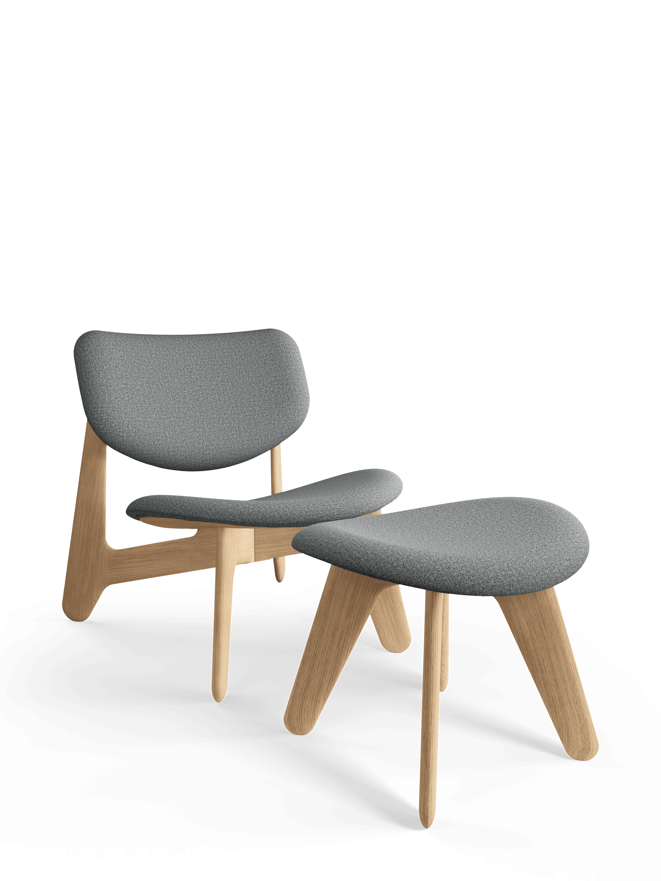 Fotel SLAB szary z dębową podstawą – Tom Dixon