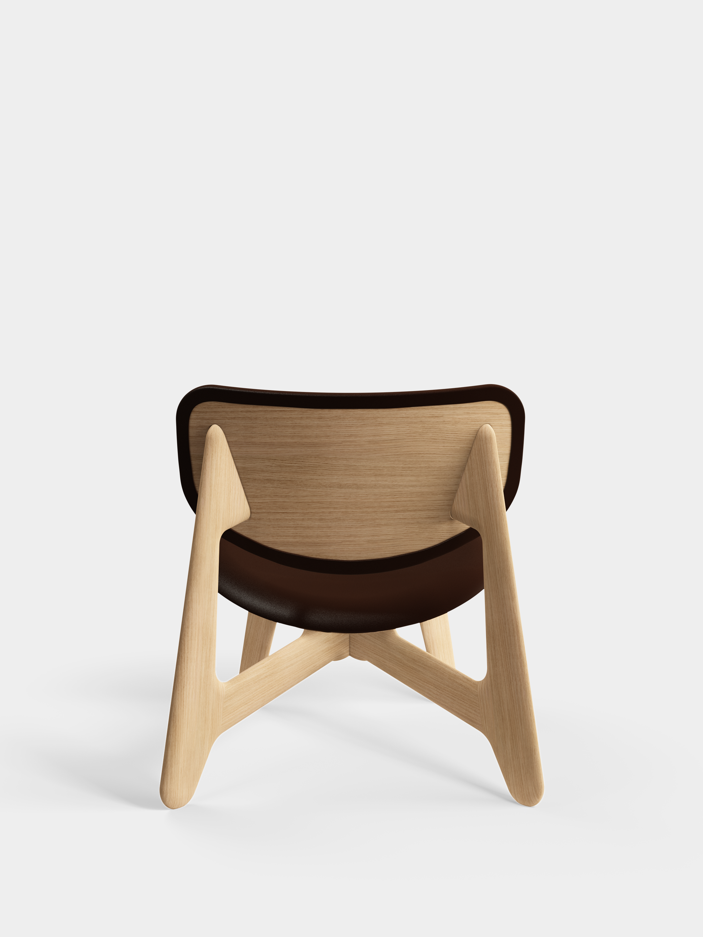 SLAB Armchair in Brown Leather with Oak Base