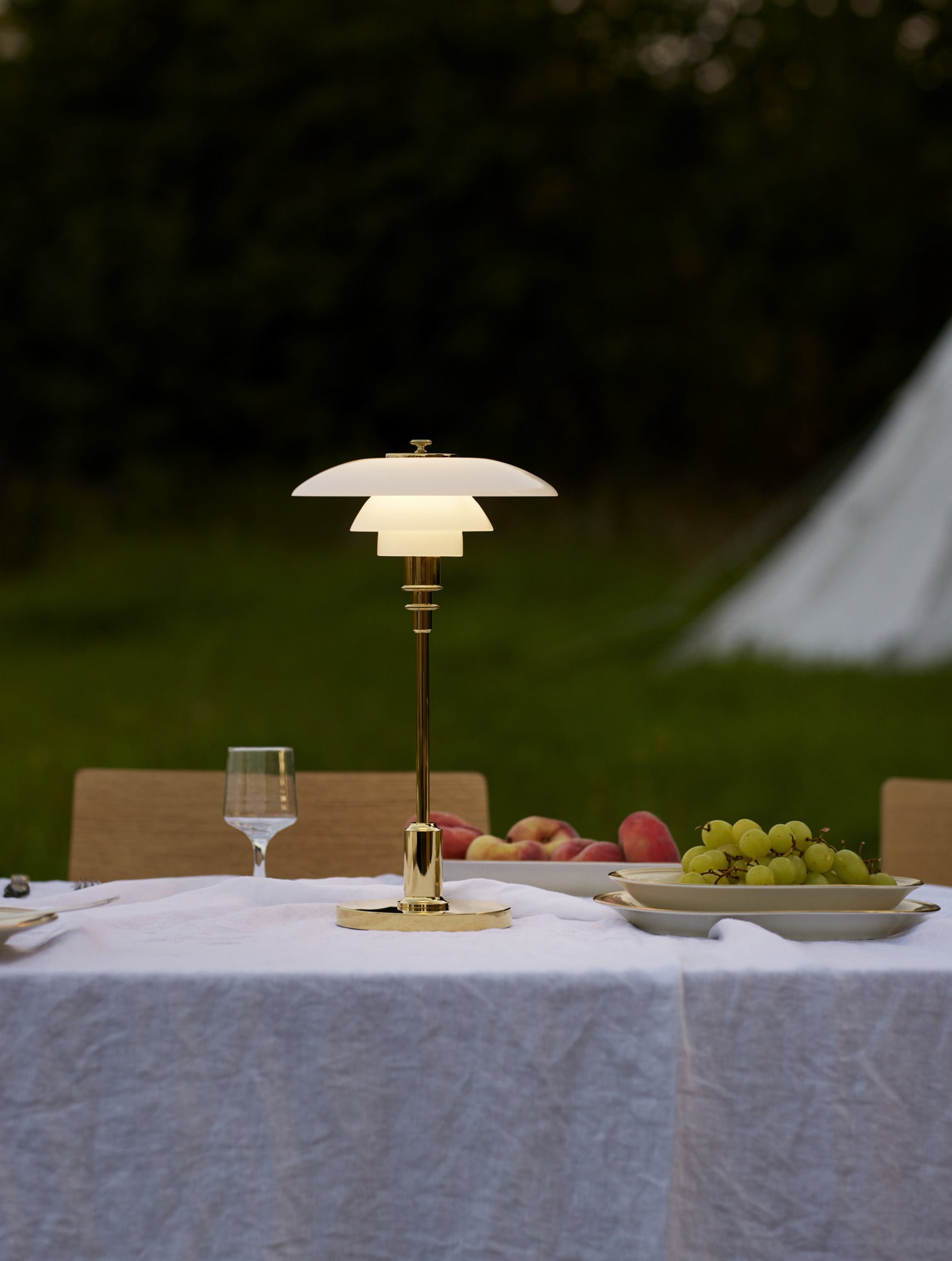 Portable lamp PH 2/1 white with brass base