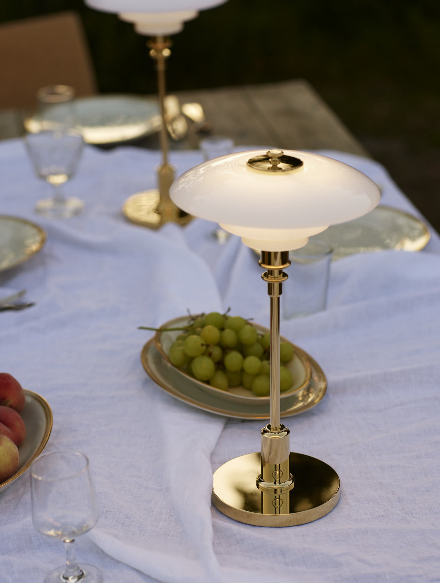 Portable lamp PH 2/1 white with brass base