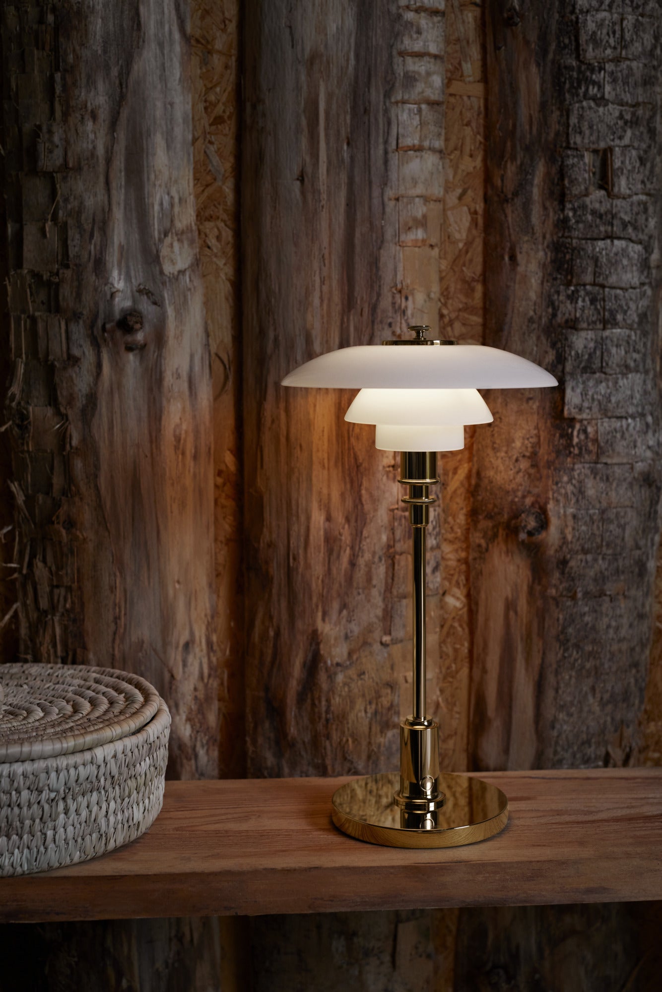 Portable lamp PH 2/1 white with brass base