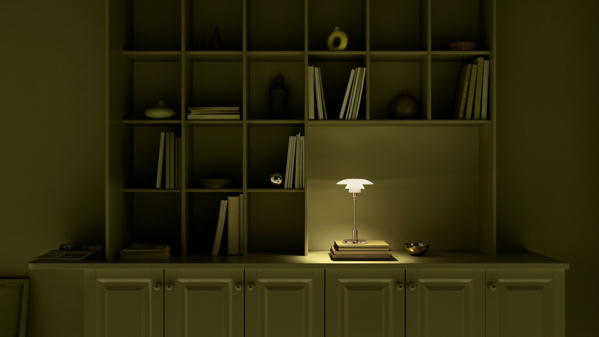Portable lamp PH 2/1 white with brass base