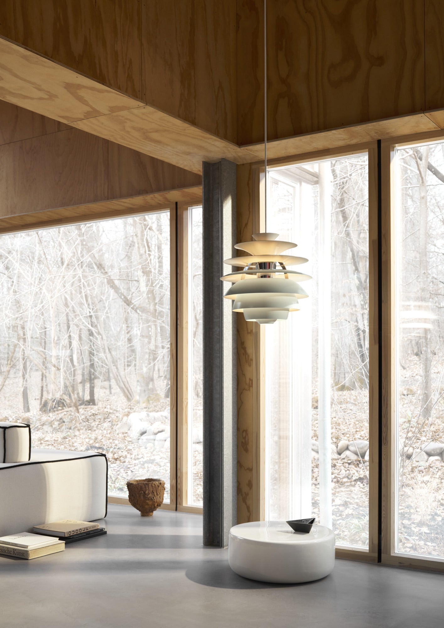 PH SNOWBALL pendant lamp dirty green with brass finish