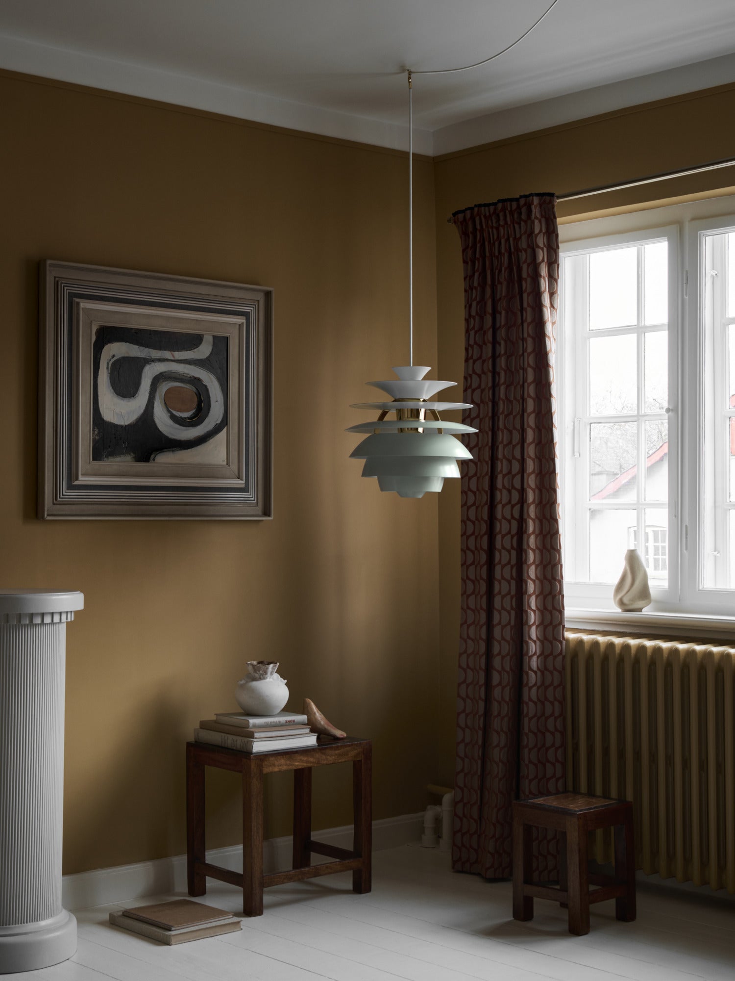 PH SNOWBALL pendant lamp dirty green with brass finish