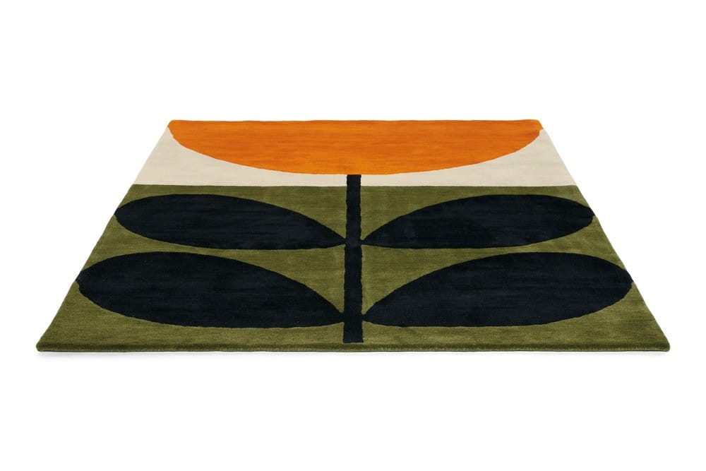 STEM BLACK rug green with orange
