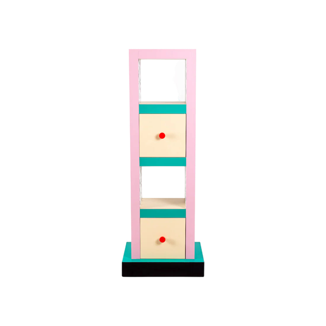 Badezimmerschrank SUPERSHELF BLUE GRID weiß mit Rosa und Gelb