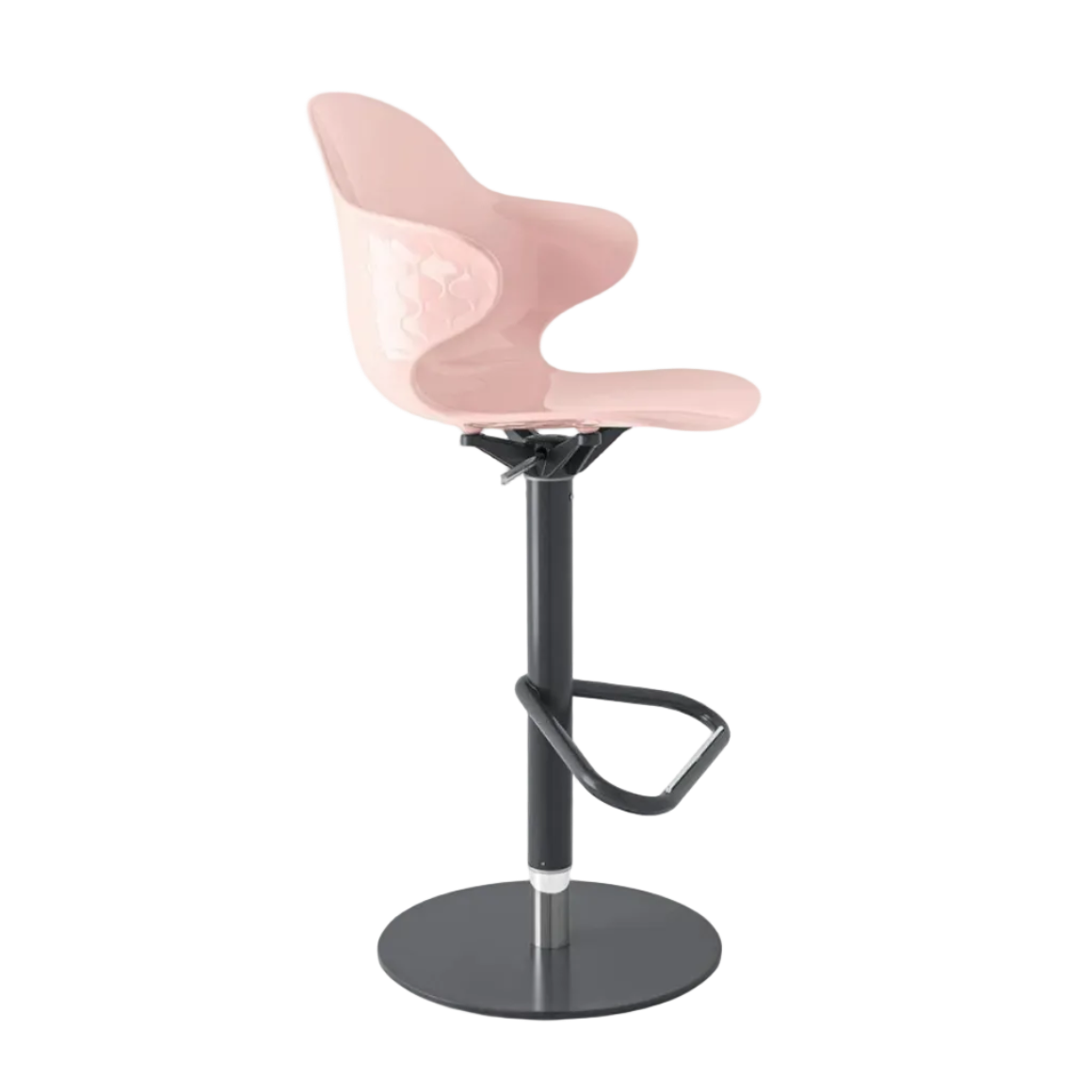 Drehbares Barhocker SAINT TROPEZ mit rosa Sitzfläche und schwarzem Fuß