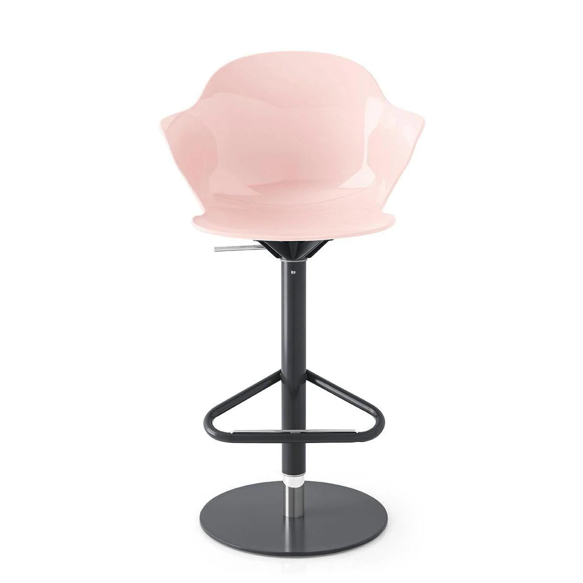 Drehbares Barhocker SAINT TROPEZ mit rosa Sitzfläche und schwarzem Fuß