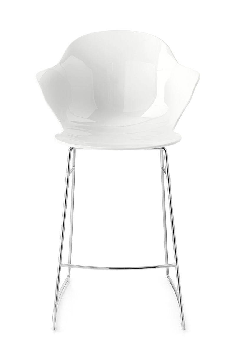 Barhocker SAINT TROPEZ mit weißem Sitz und metallischem Gestell