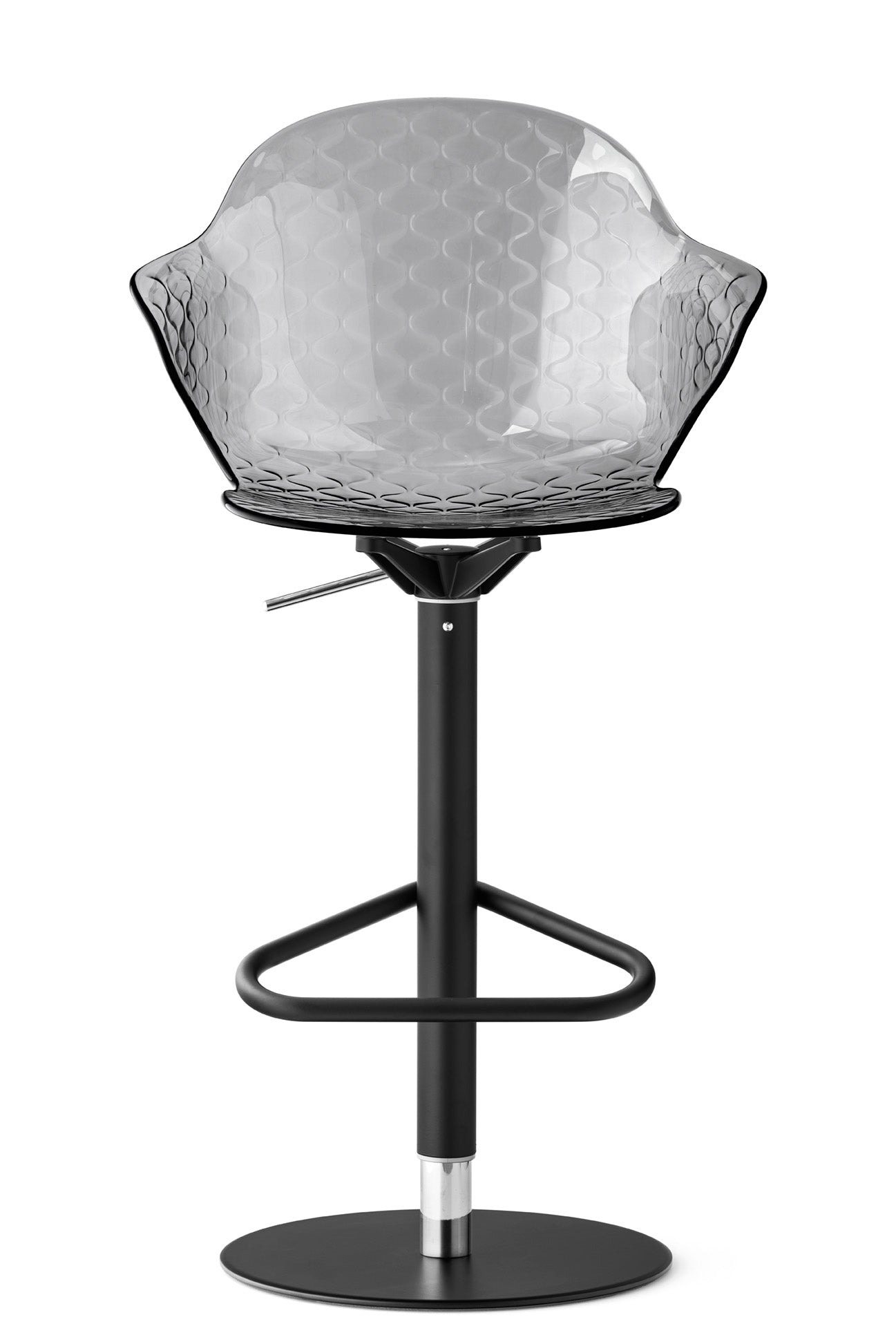 Drehbares Barhocker SAINT TROPEZ mit grauem Sitz und schwarzem Fuß