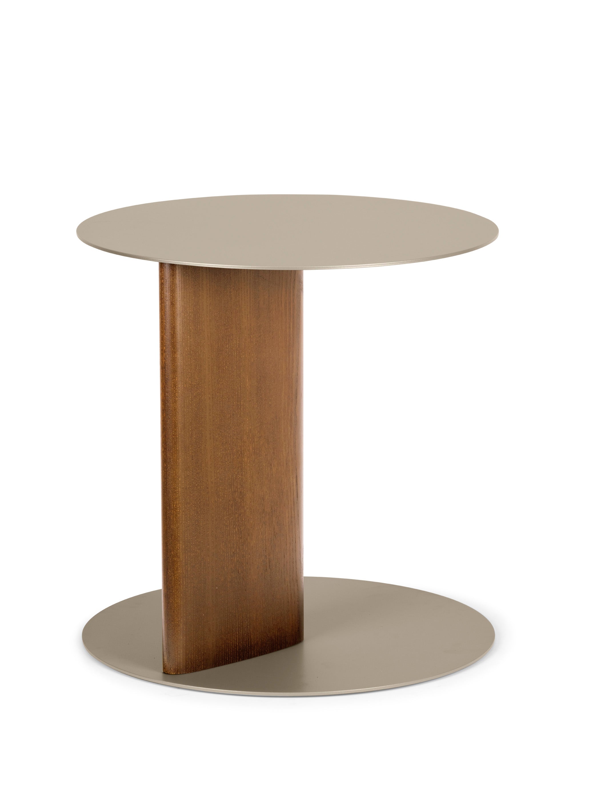 Beistelltisch SANDY mit cremefarbener Tischplatte und Nussbaumfuß