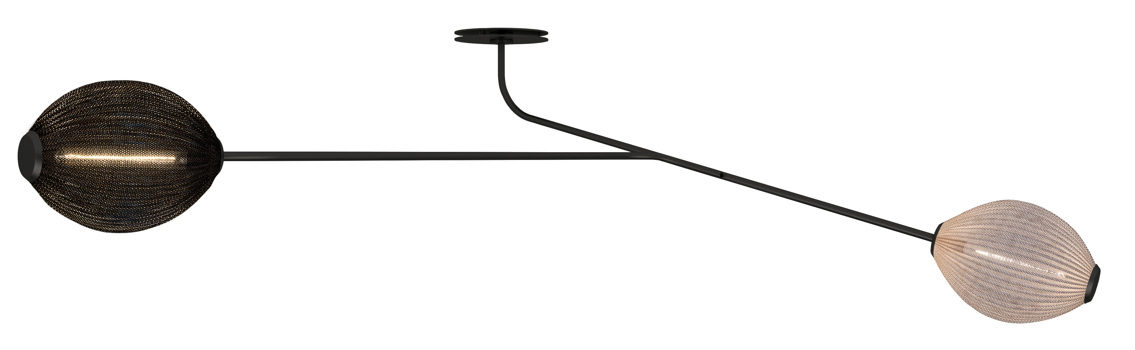 Zweipunktige Lampe mit Ausleger SATELLITE weiß mit schwarz