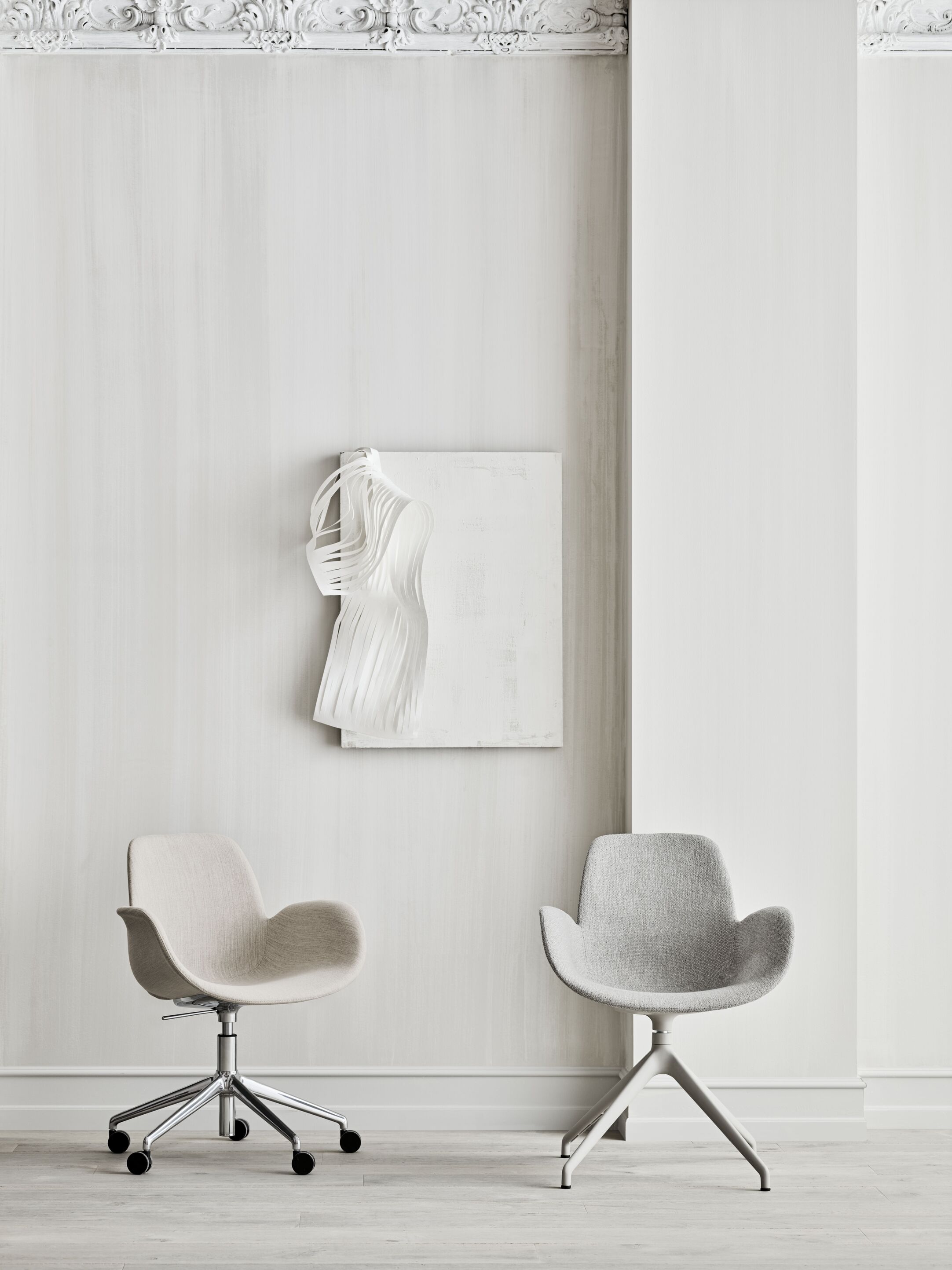 Saatgut beige Bürostuhl mit einer Stahlbasis