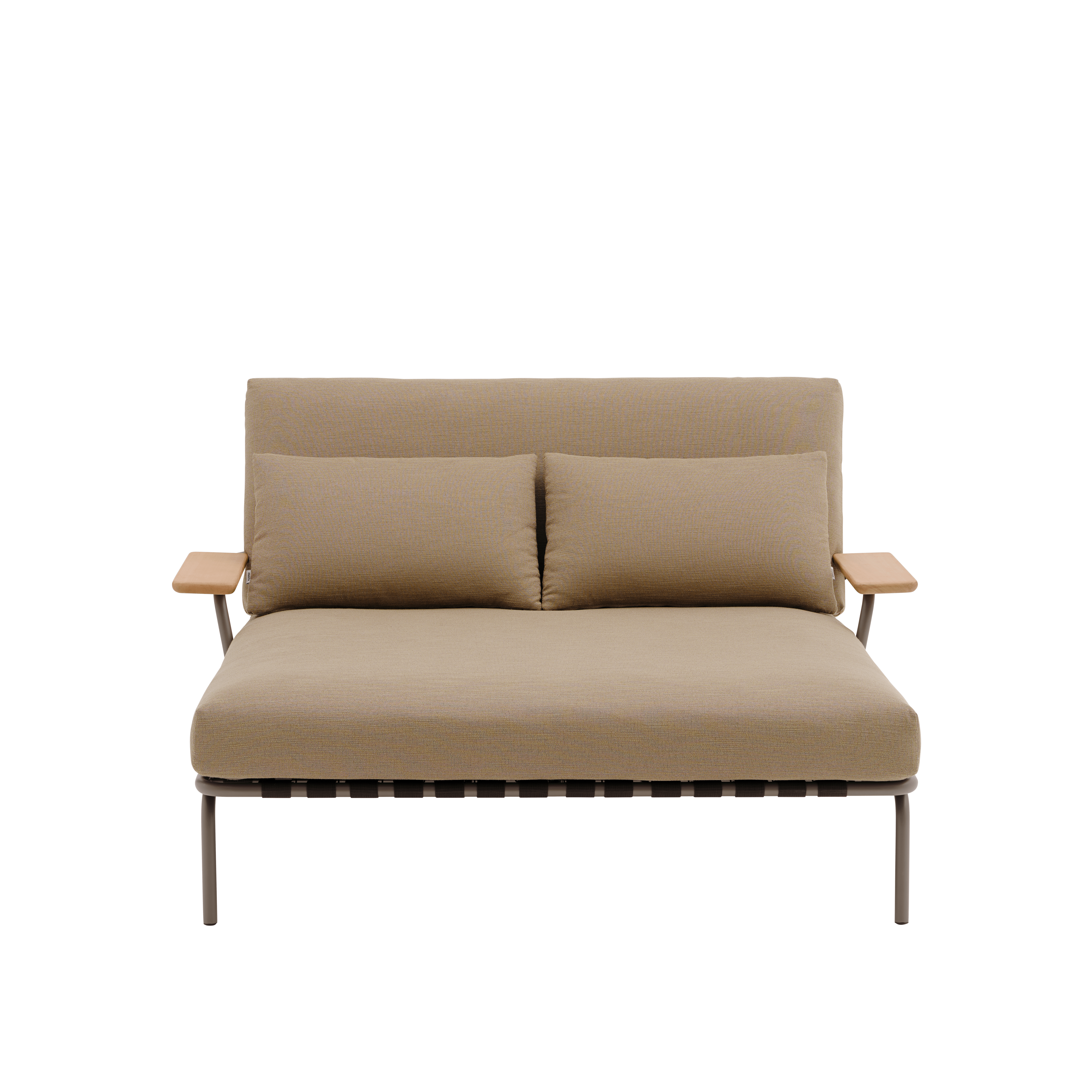 Outdoor Daybed with Armrests SETTLE Brown with Taupe Base